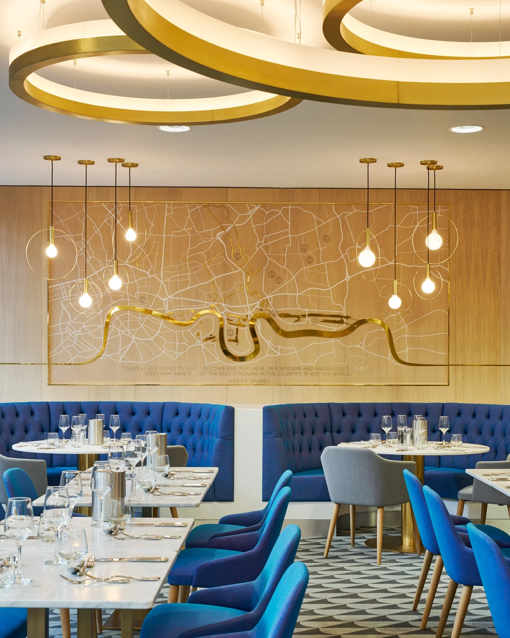 Hospitality Restaurant in West Ham football ground The London Stadium, photography by Premier Stadium Images