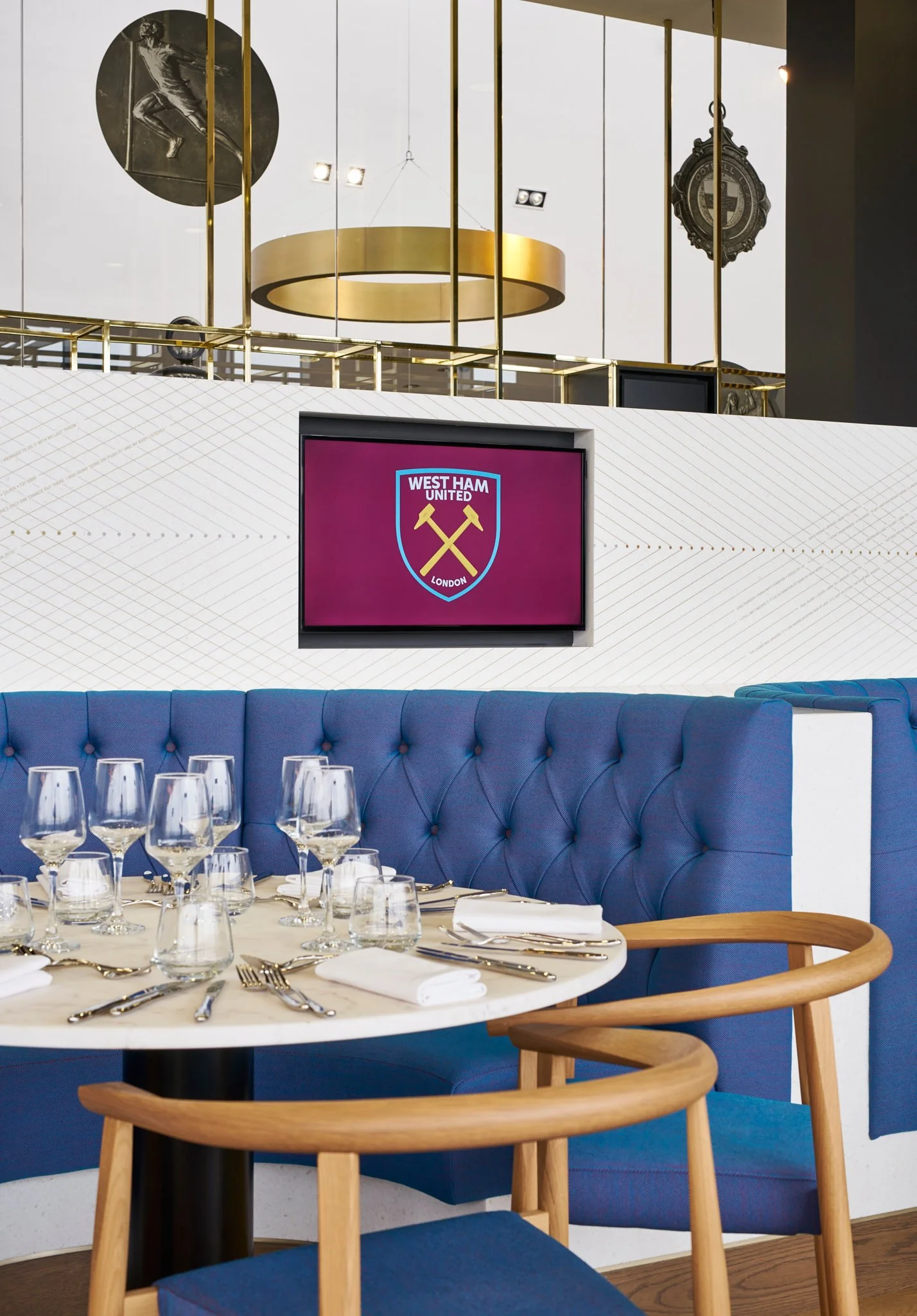 Hospitality Restaurant in West Ham football ground The London Stadium, photography by Premier Stadium Images