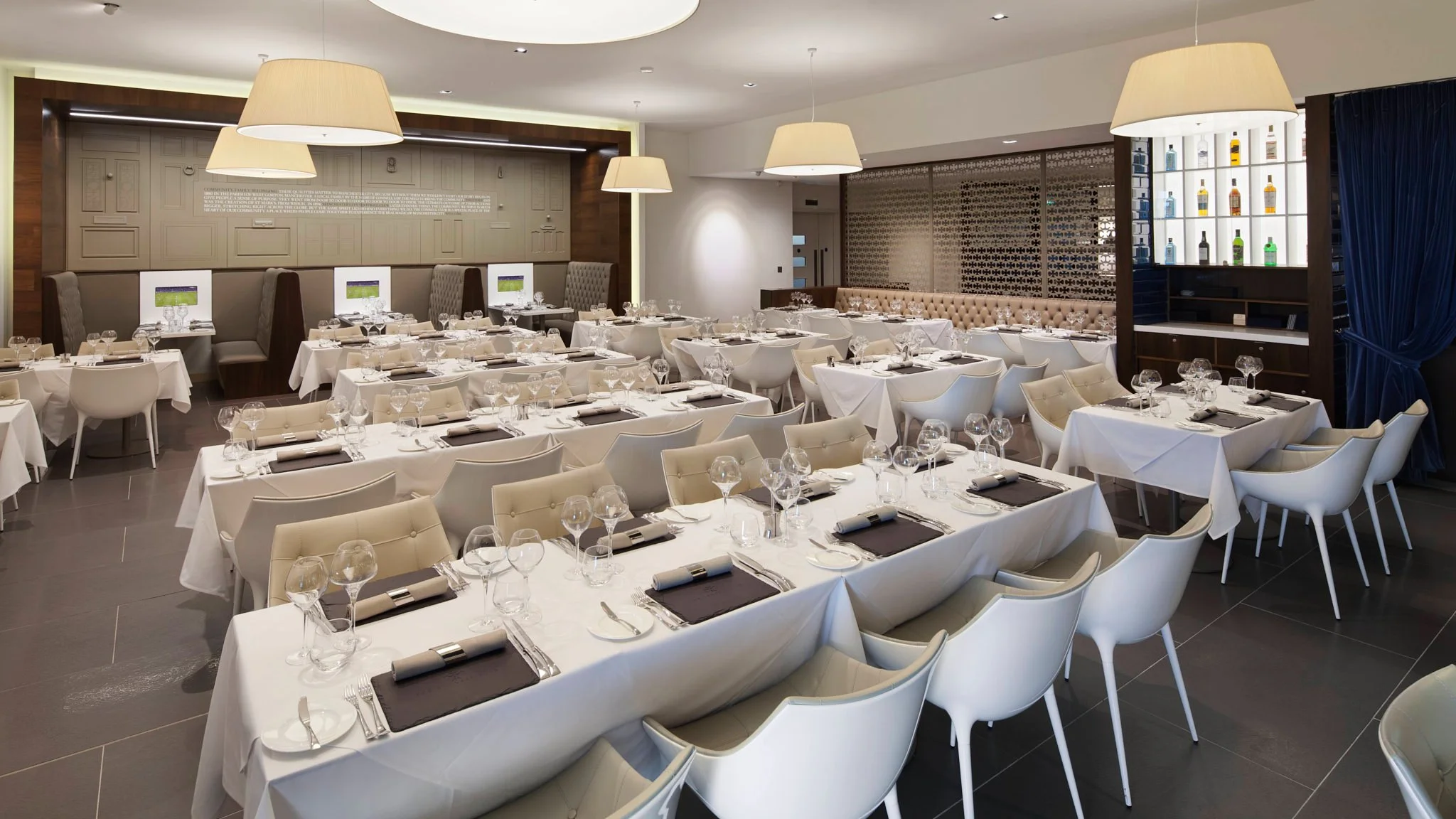 The Connell Club Restaurant Bar in Manchester City ground Etihad Stadium, photography by Premier Stadium Images