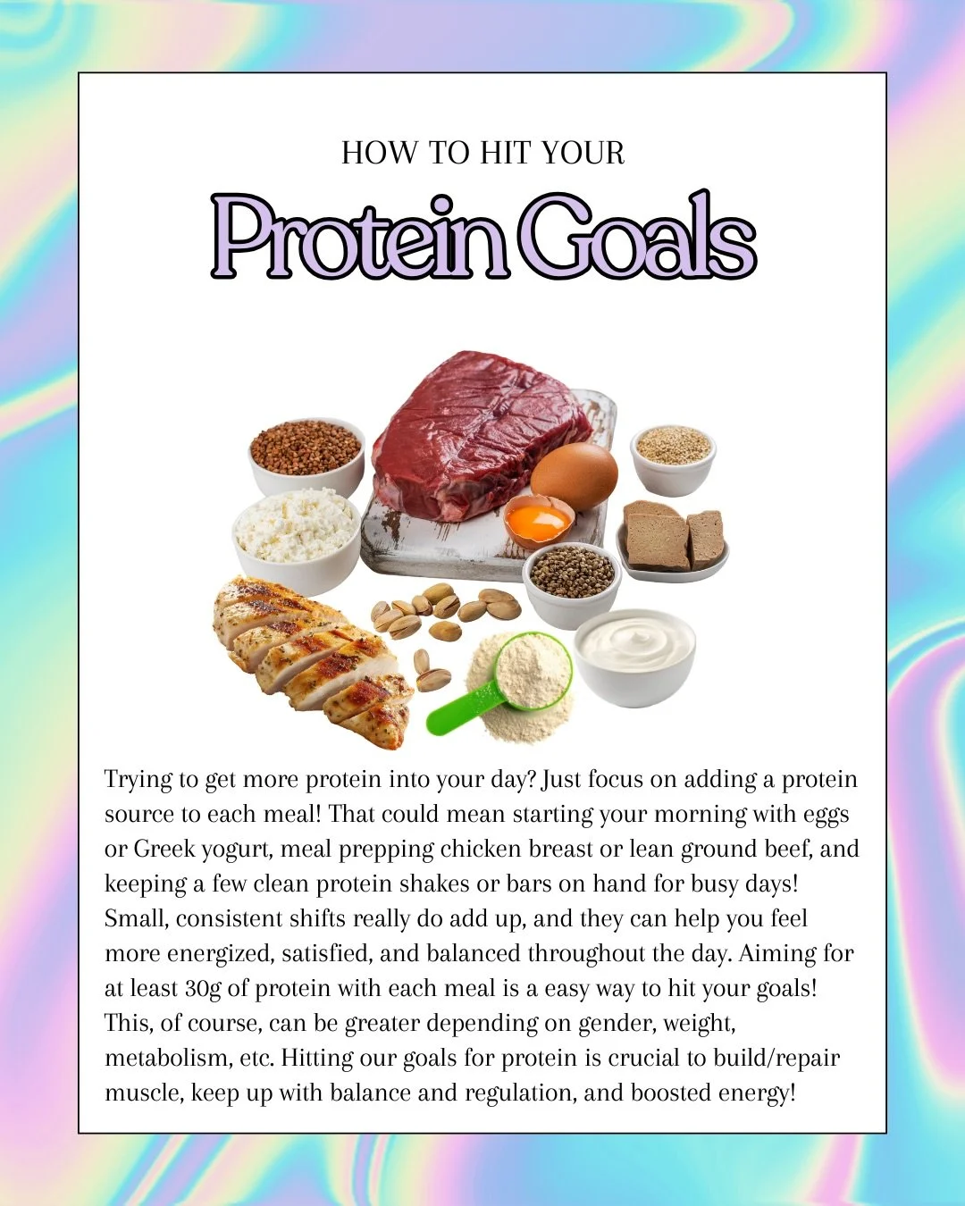 Boost your protein intake! 🥩🐓🥚

✨Aim for 30g of protein per meal as a starting point for a balanced diet tailored to your needs.

Swipe through for meal prep inspiration🫶🏻

🔗  DM me &ldquo;PROTEIN&rdquo; for personalized nutrition guidance!

#f