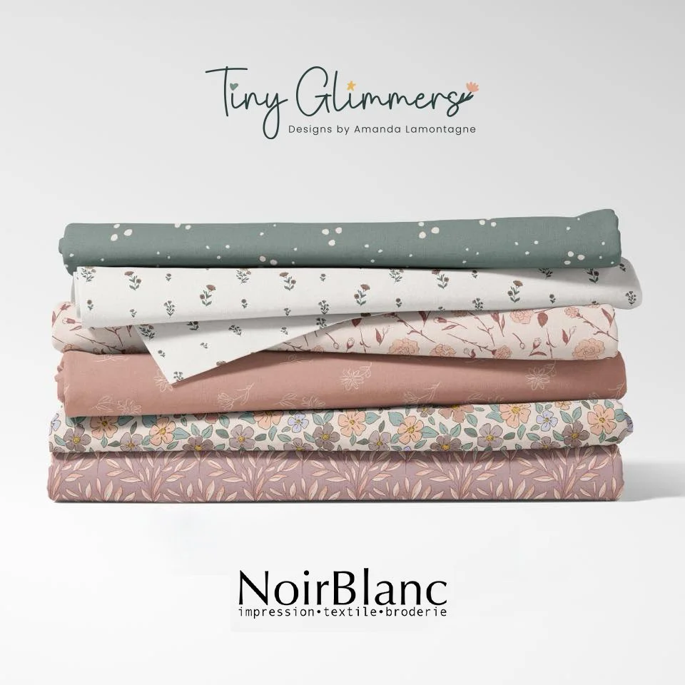 My designs are available on fabric through NoirBlanc, a Quebec-based textile printer. Their fabrics are perfect for sewing baby clothing, accessories, and handmade projects.