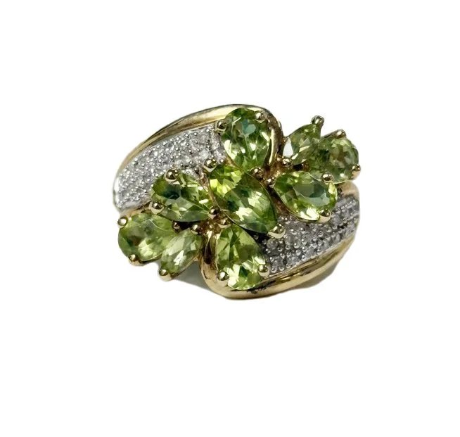 Peridot Diamond Ring 10k Yellow Gold