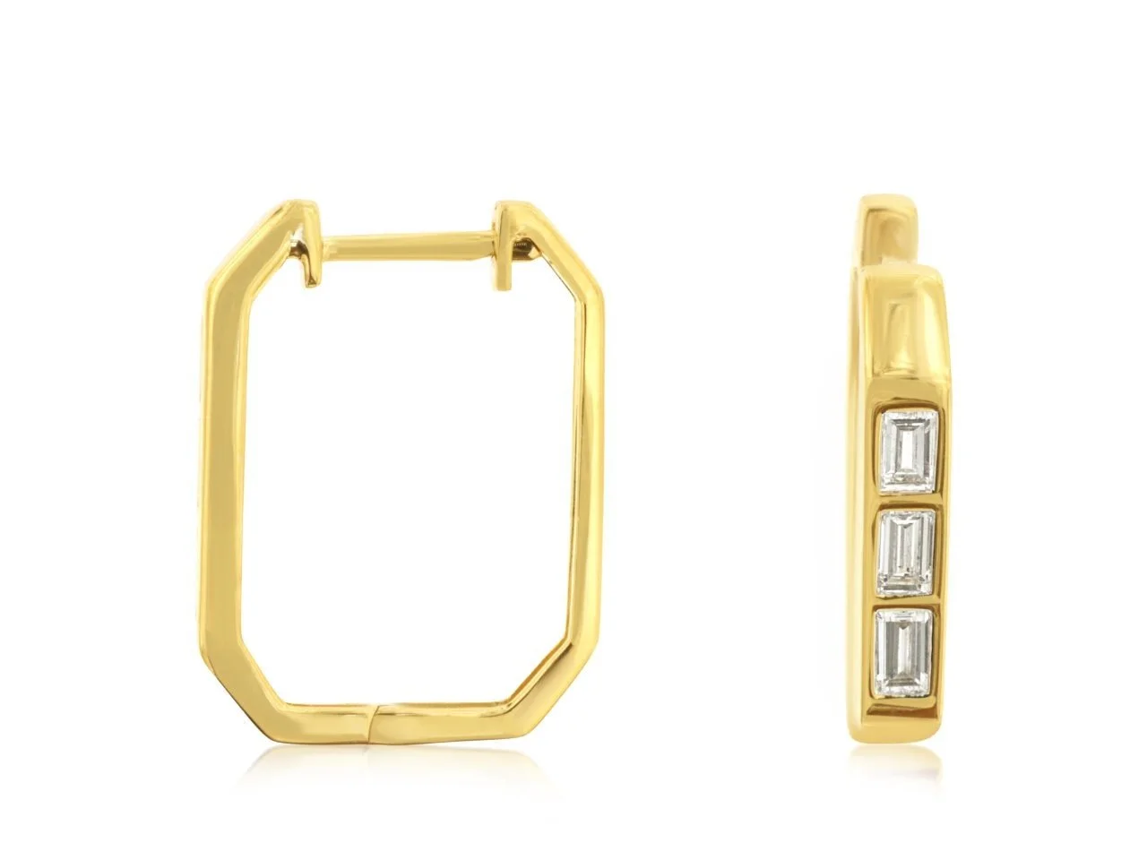 Octagonal Diamond Hoop Earrings