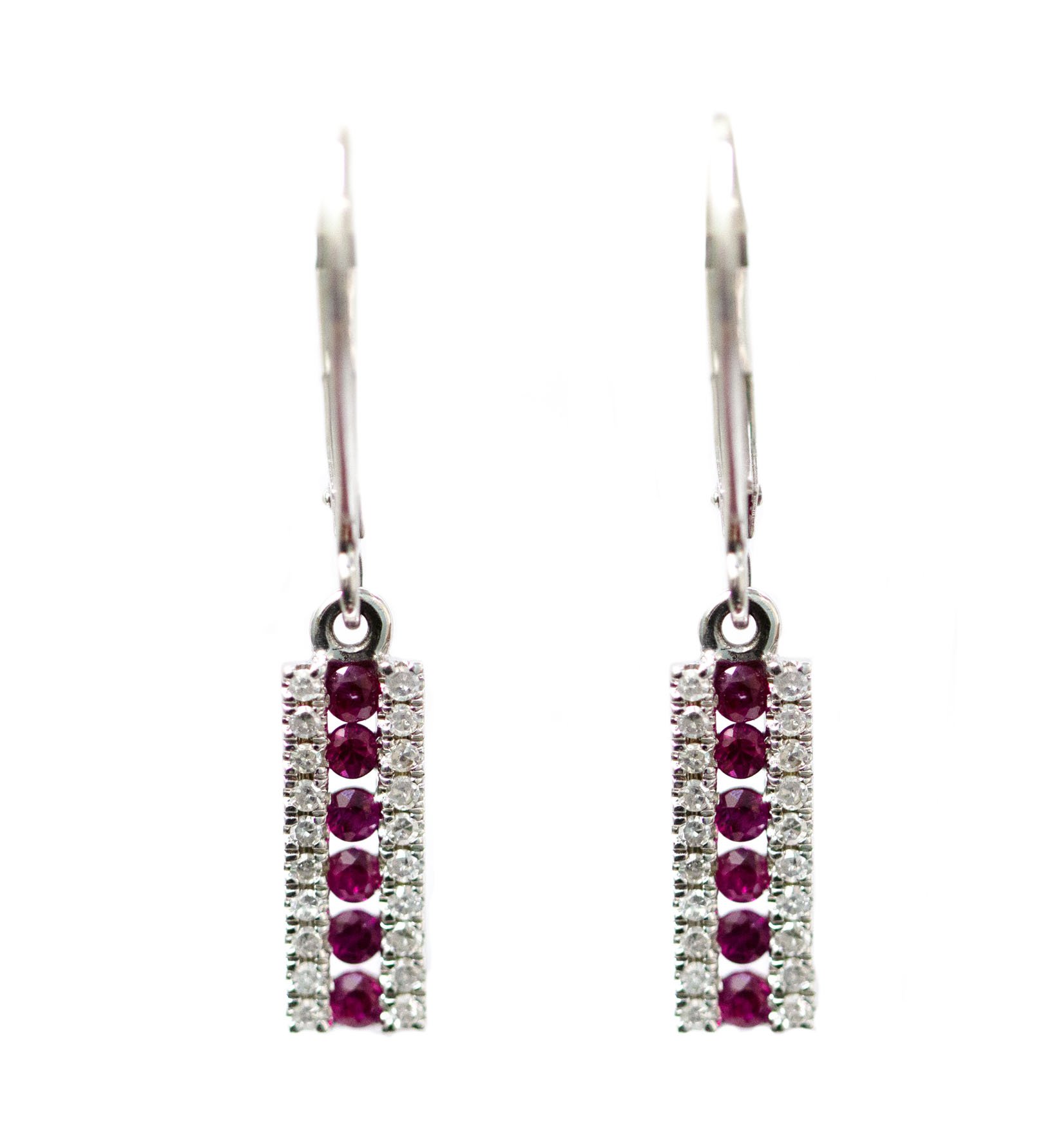 Ruby & Diamond Dangle Rectangle Earrings