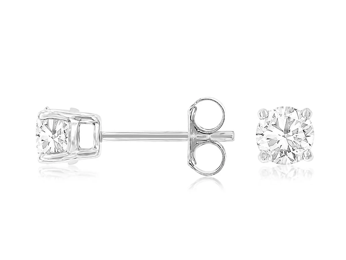 14k White Gold Diamond Stud Earrings 0.75 Carats Total Weight