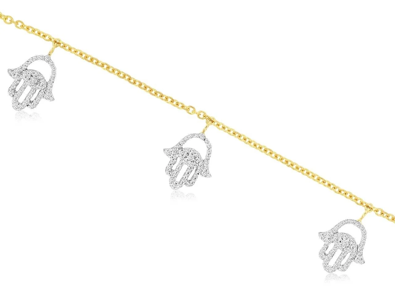 Diamond Hamsa Charm Bracelet
