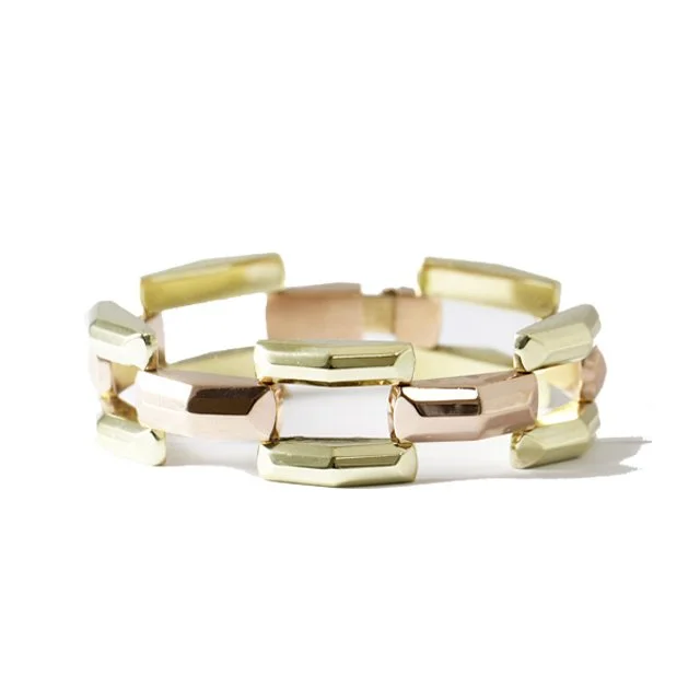 Gold Link Bracelet Two Tone 14k Yellow and Rose Gold