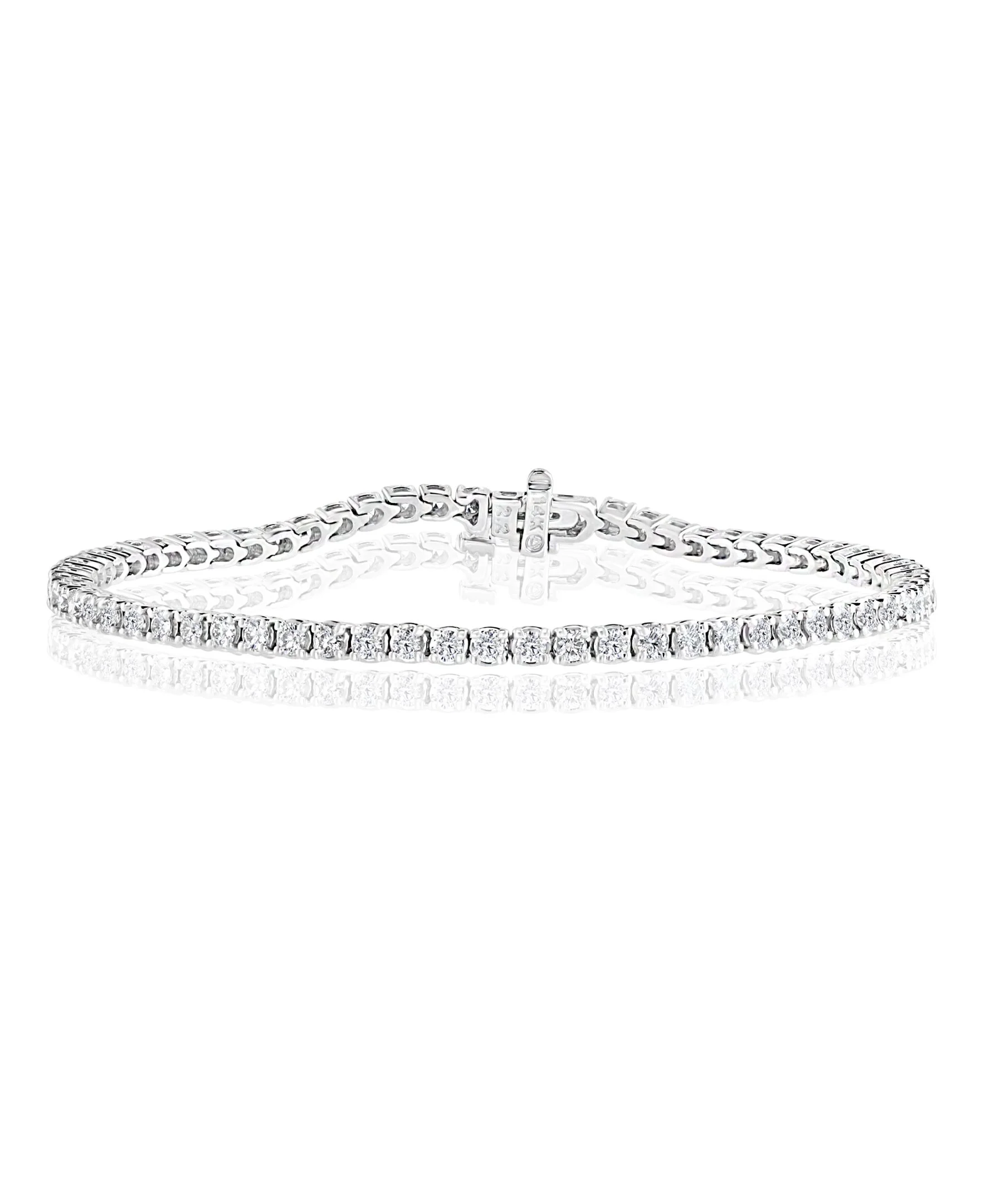 14k White Gold Tennis Bracelet. 3.0 Carats