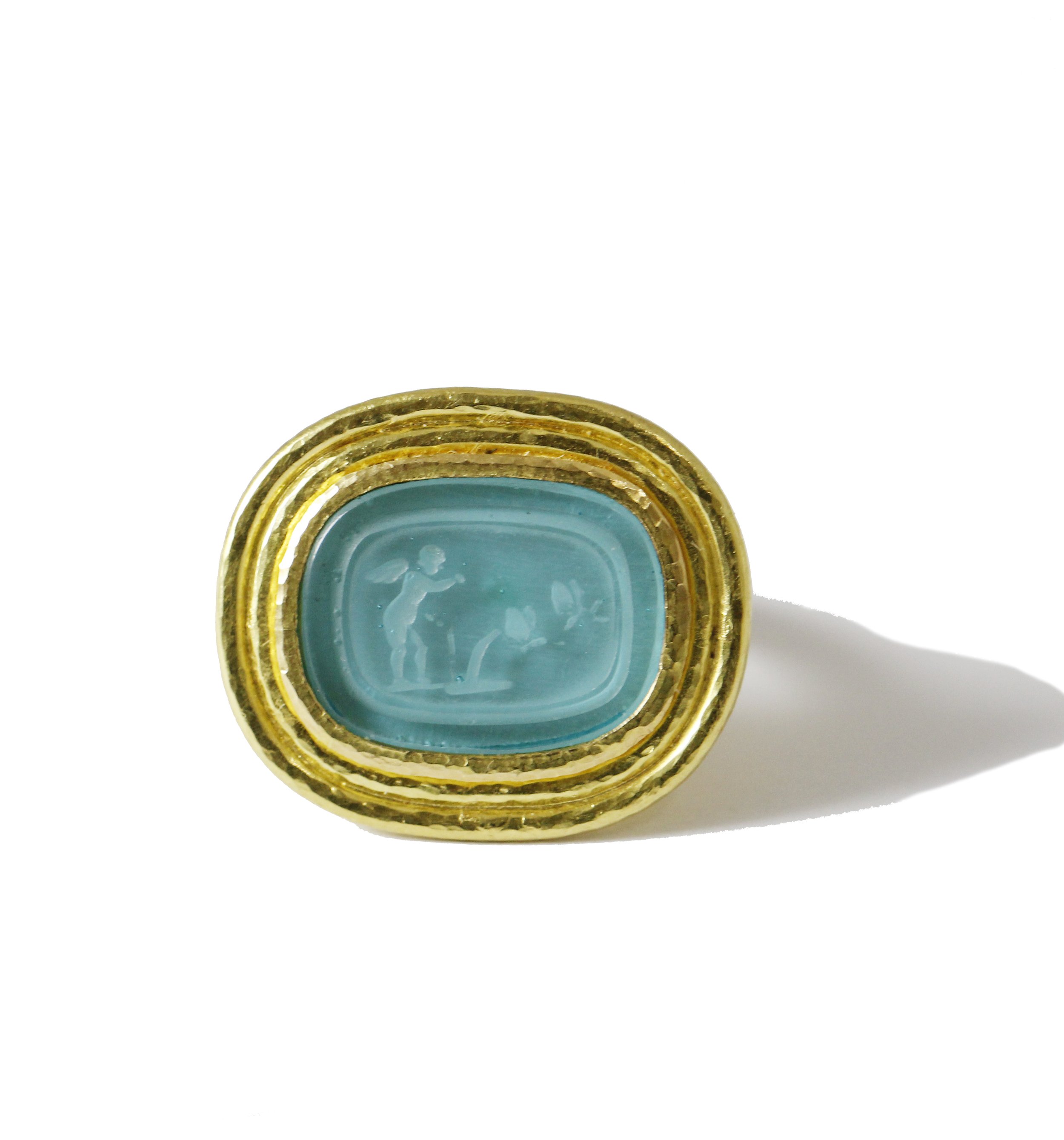 Elizabeth Locke Pre-Owned Turquoise Colored Venetian Glass Ring