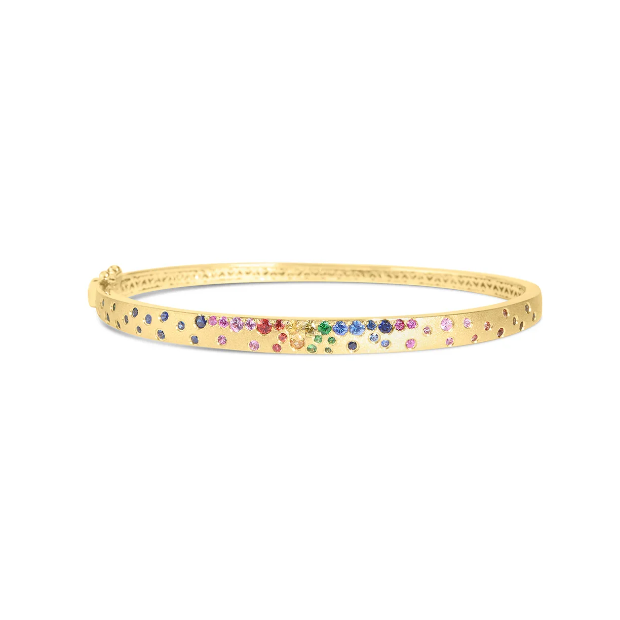 Rainbow Confetti Bracelet Sapphires Multicolor Bangle 14k Yellow Gold