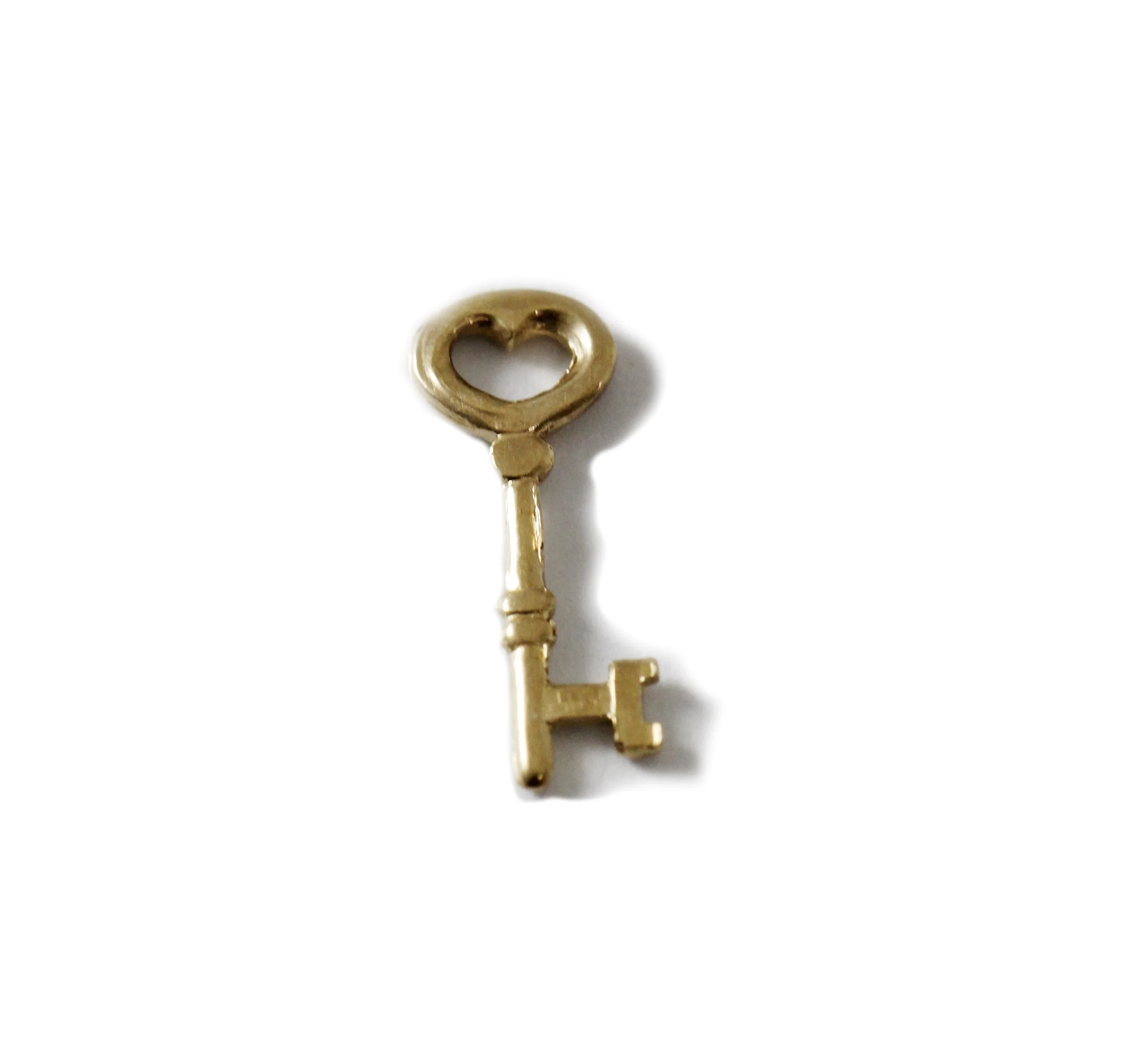 Estate Heart Key Charm Yellow Gold