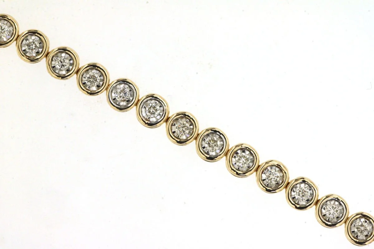14k Yellow Gold Bezel Set Diamond Line Bracelet