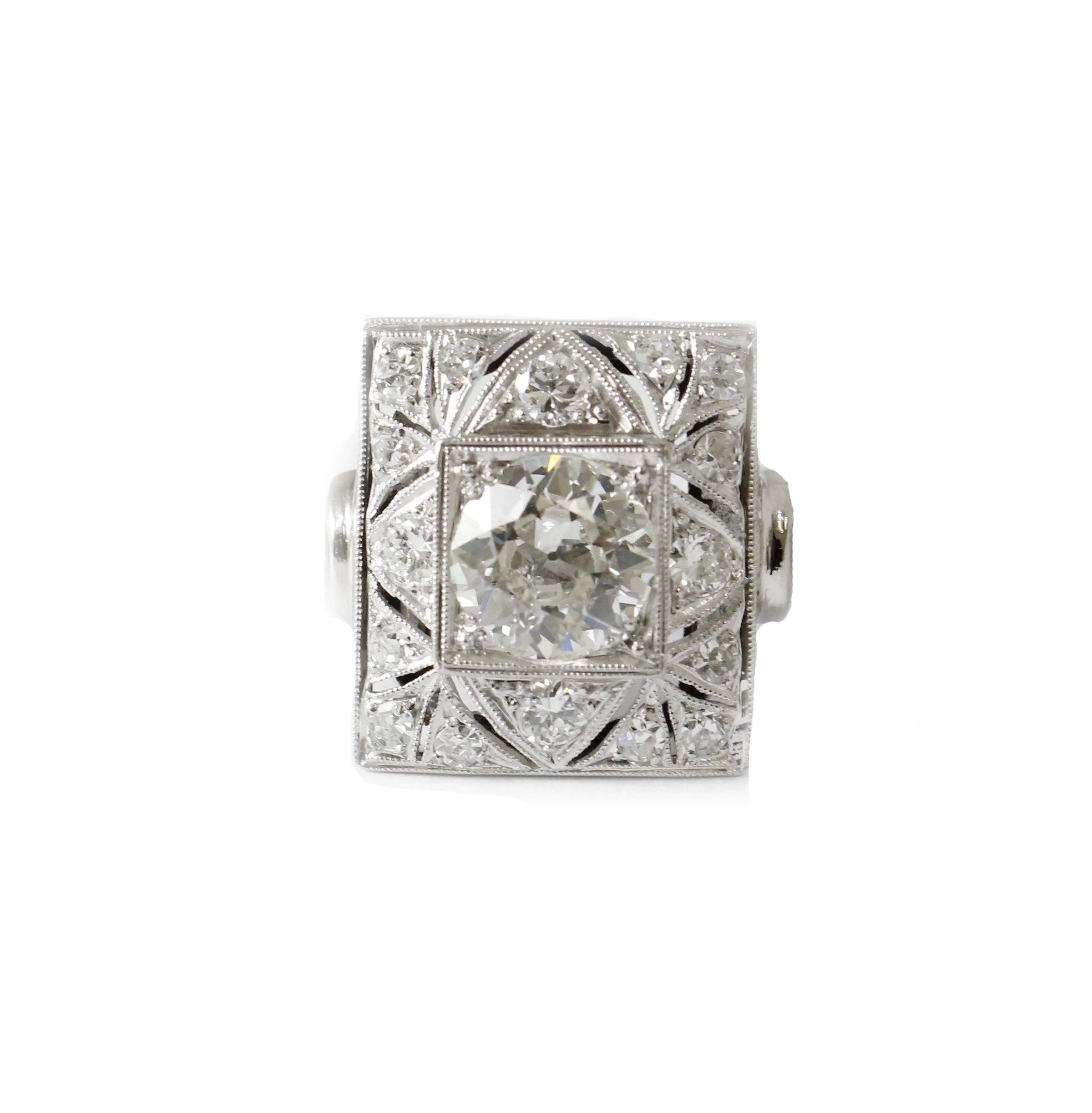 Art Deco Diamond Ring 14k White Gold