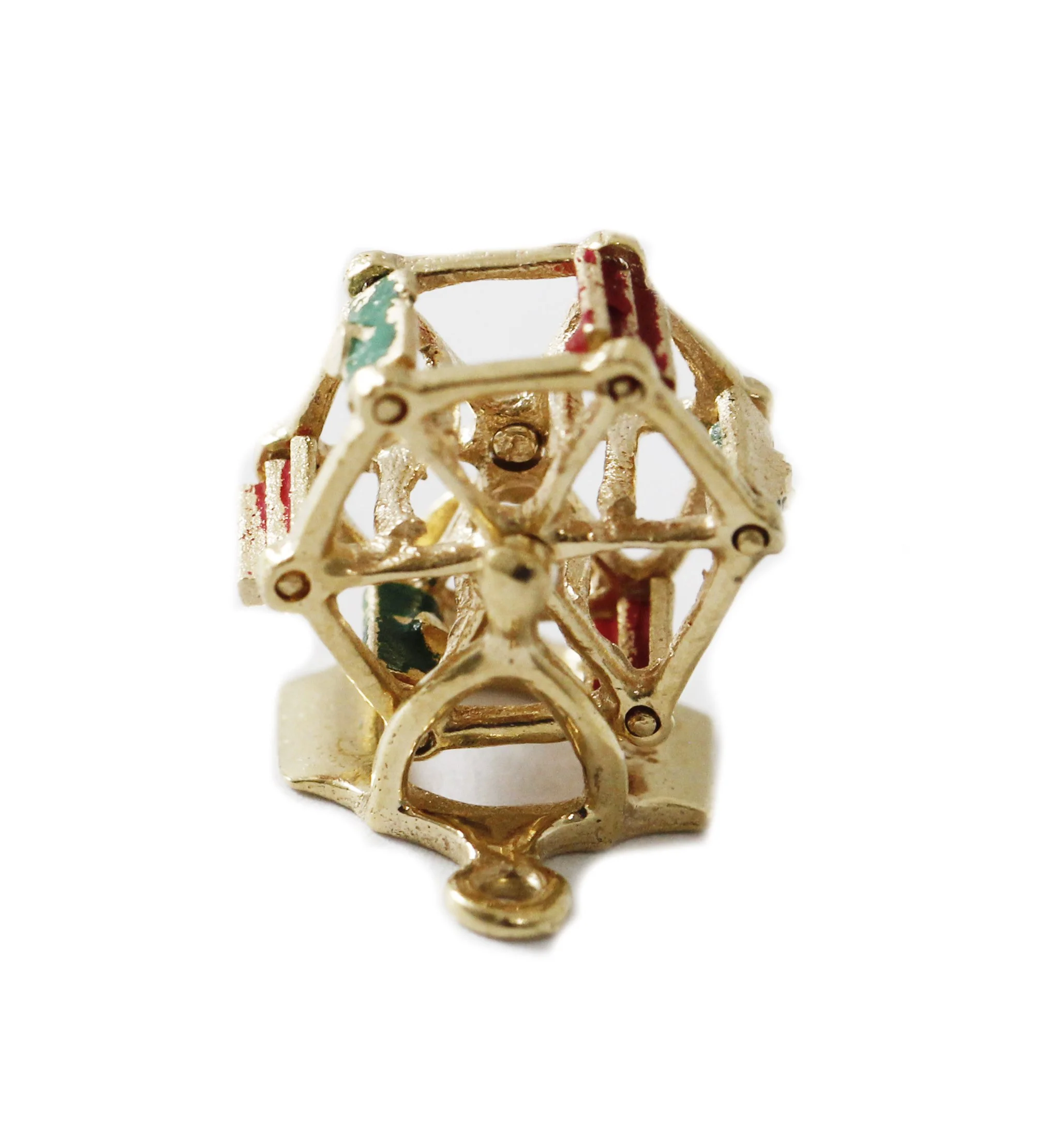 Estate Enamel Ferris Wheel Charm Yellow Gold