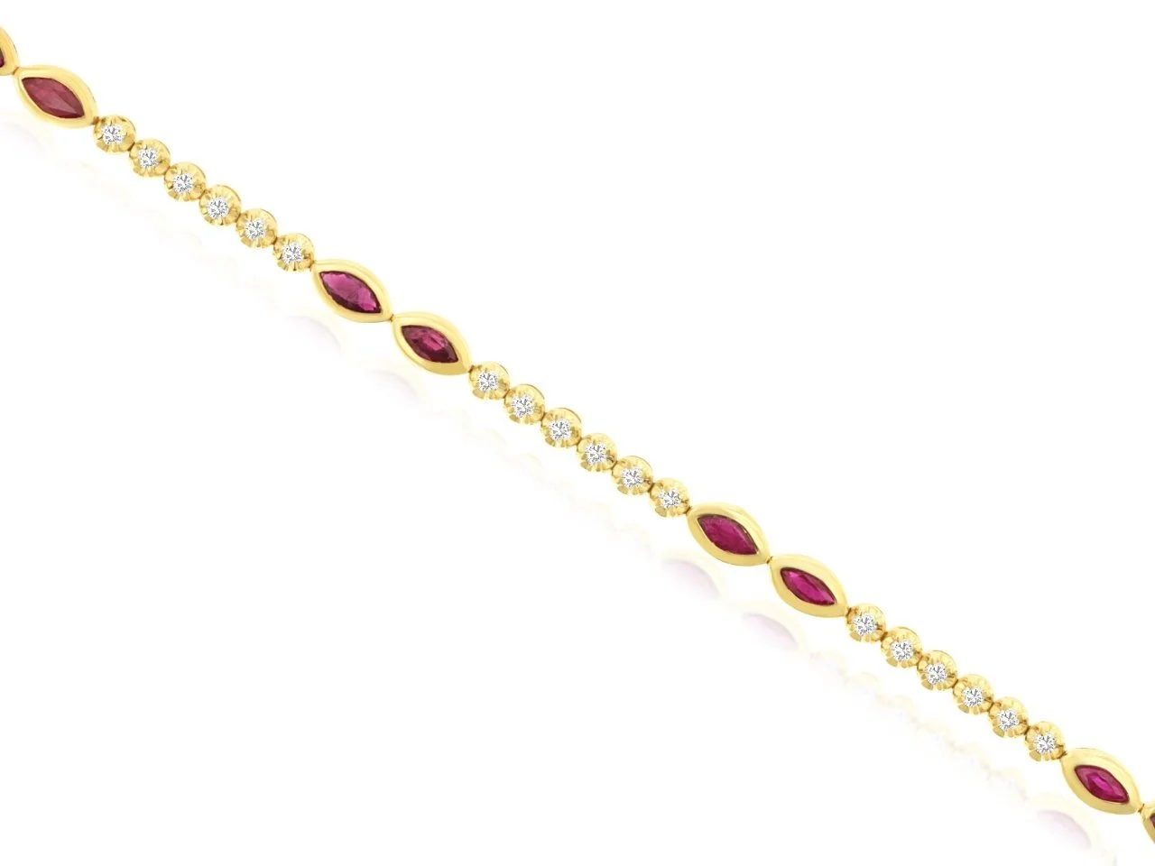 14k Yellow Gold Ruby and Diamond Bracelet
