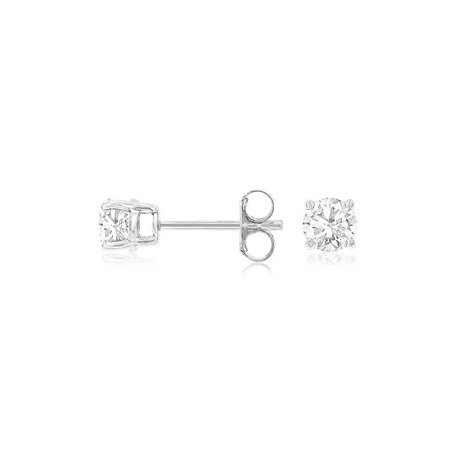 14k White Gold Diamond Stud Earrings 0.75 Carats Total Weight