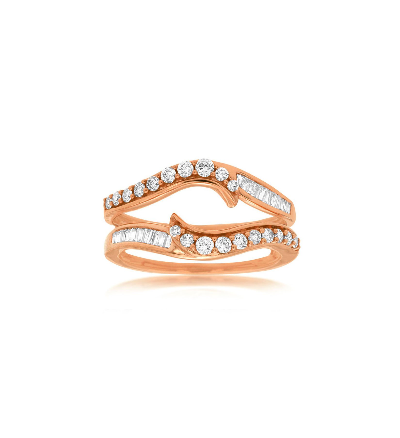 Rose Gold Round and Baguette Diamond Ring Guard
