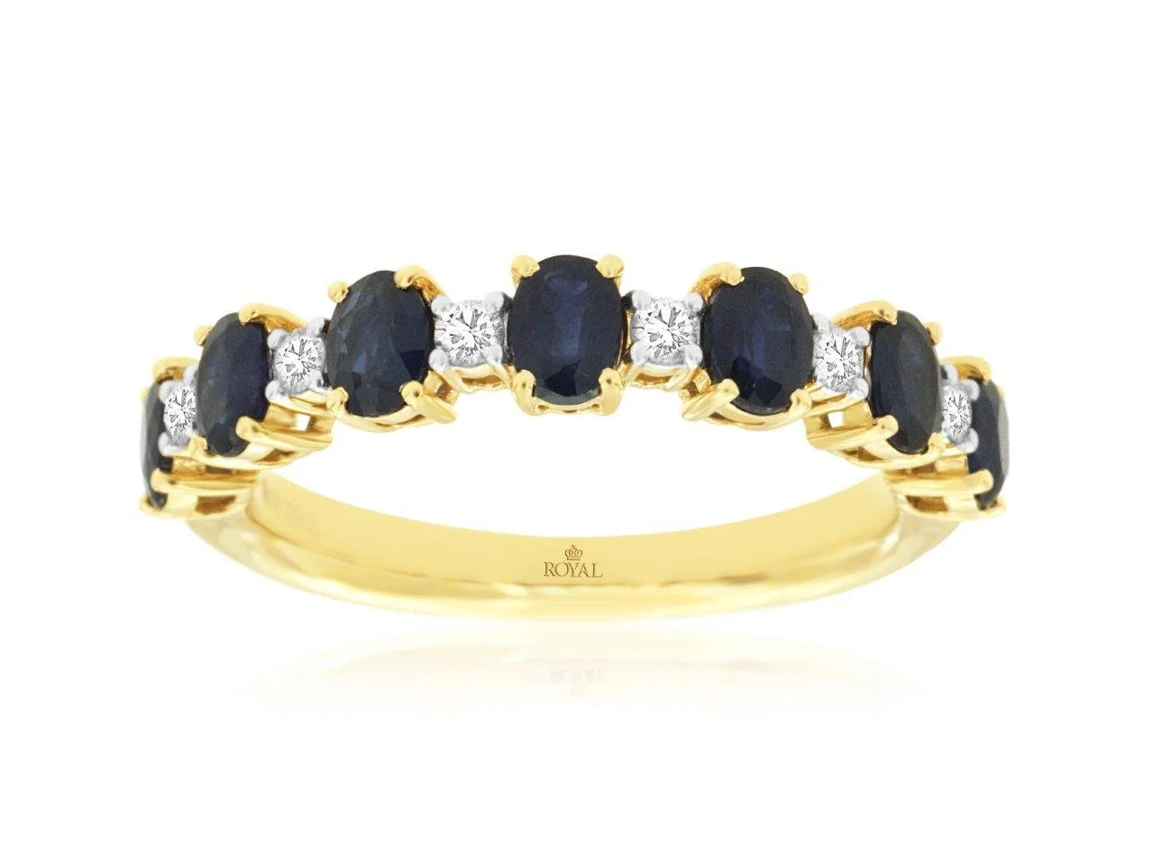 14k Yellow Gold Sapphire and Diamond Band