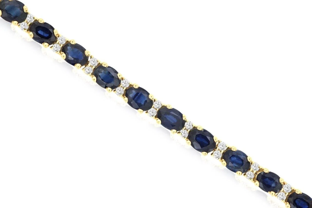 !4k Yellow Gold Sapphire and Diamond Line Bracelet