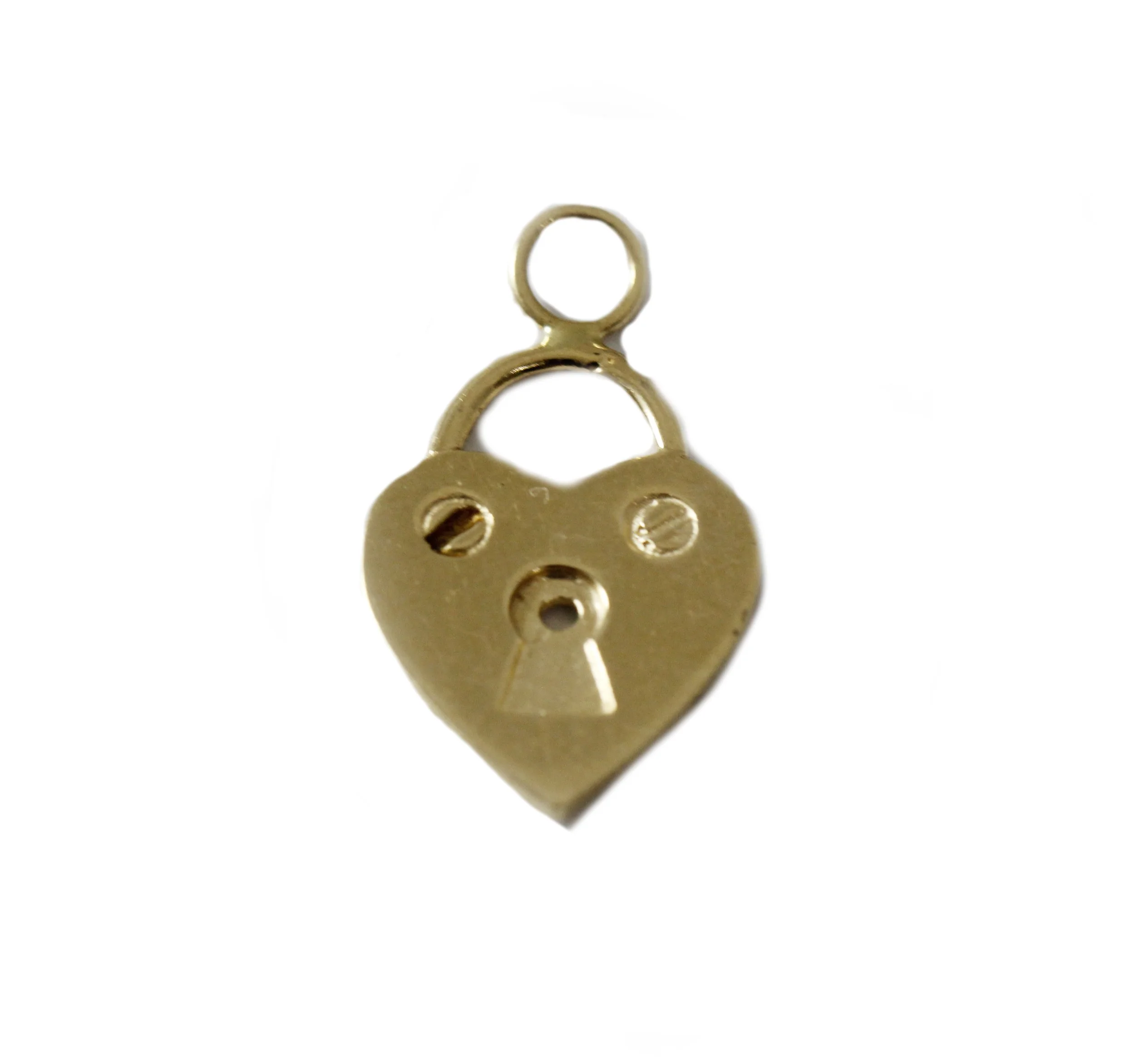 Estate Heart Lock Charm Yellow Gold