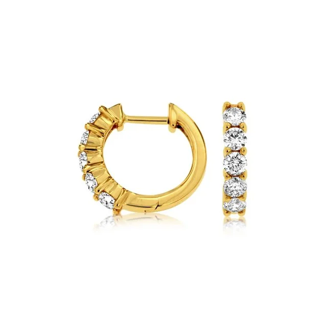 14k Yellow Gold Diamond Hoop Earrings