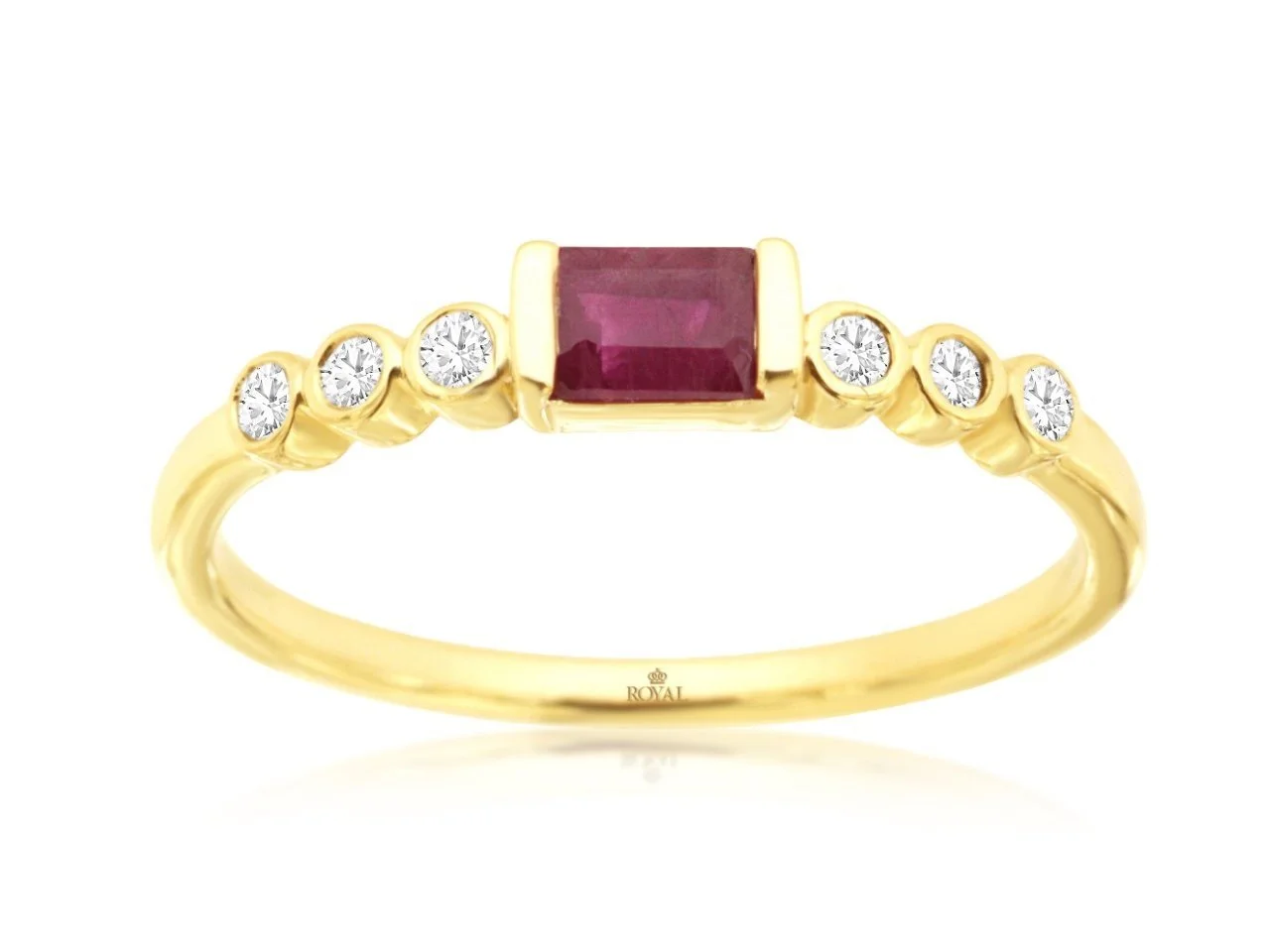 14k Yellow Gold Ruby and Diamond Band