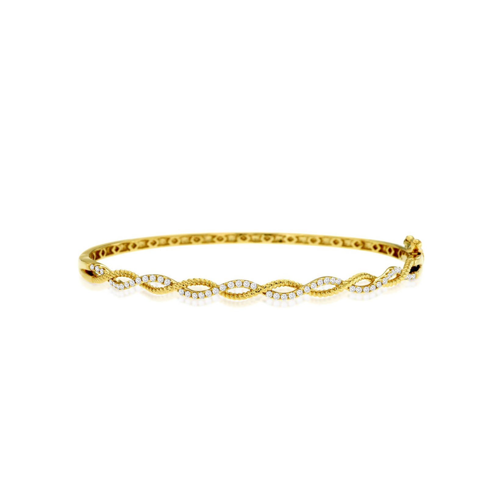 Yellow Gold Diamond Twisted Bangle Bracelet