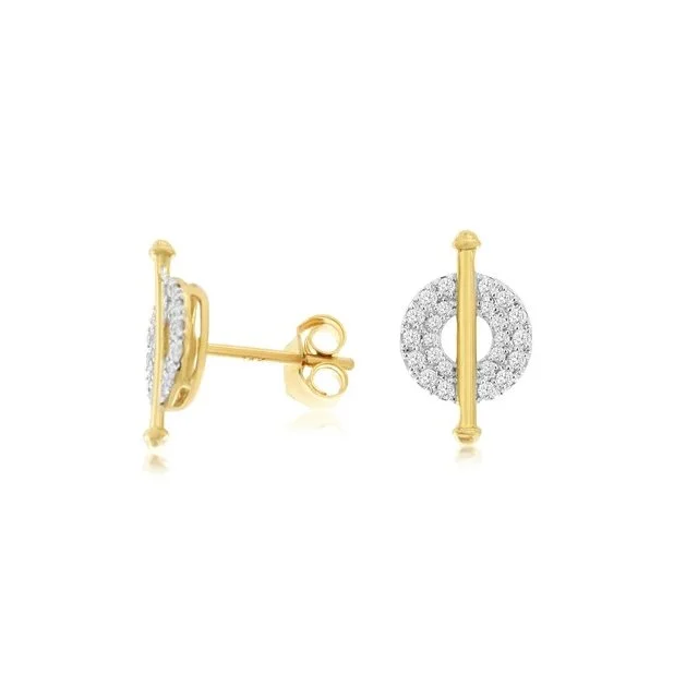 14k Yellow Gold Diamond Stud Earrings