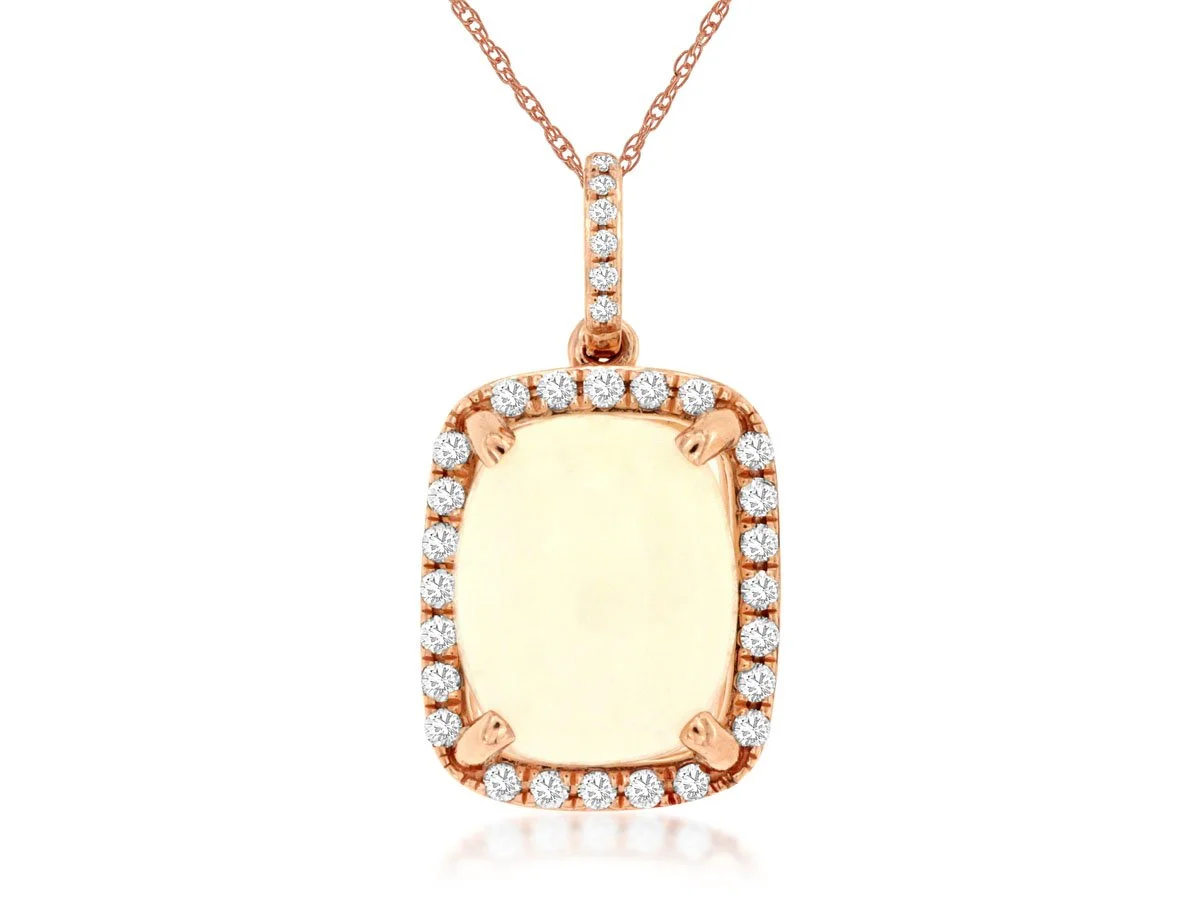 Rose Gold Opal and Diamond Halo Pendant