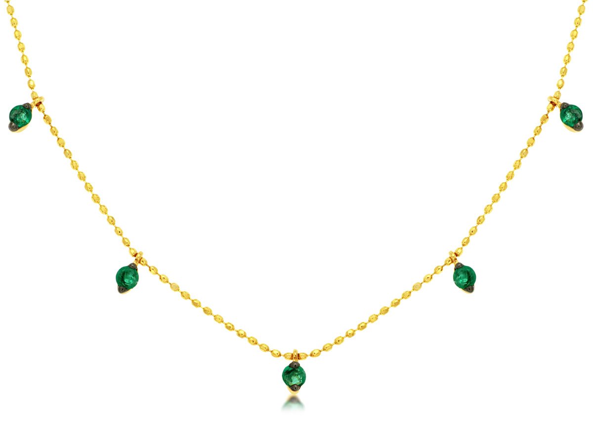 14k Yellow Gold Emerald by the Yard Necklace