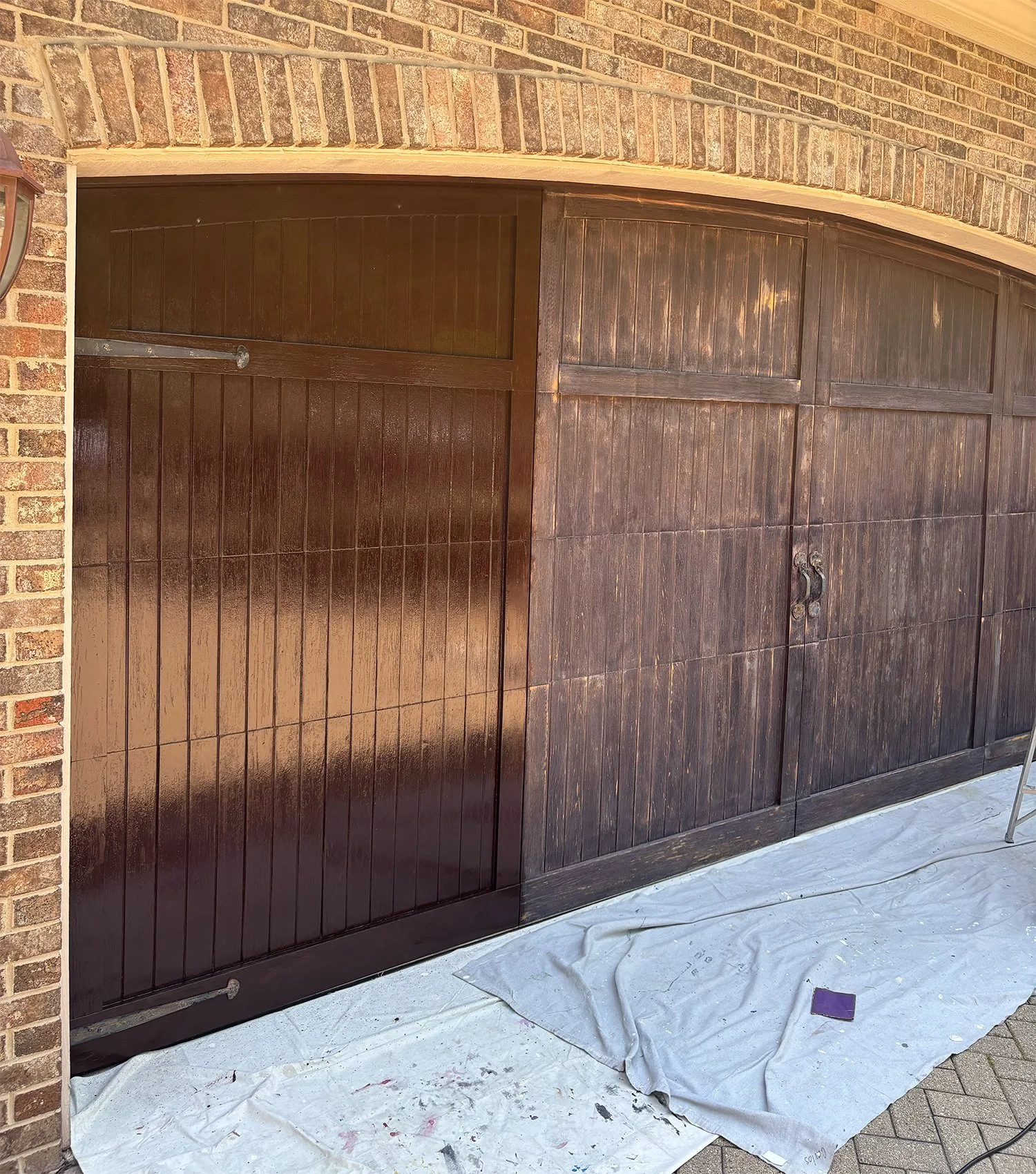 Western Springs Garage Door Staining In-Progress