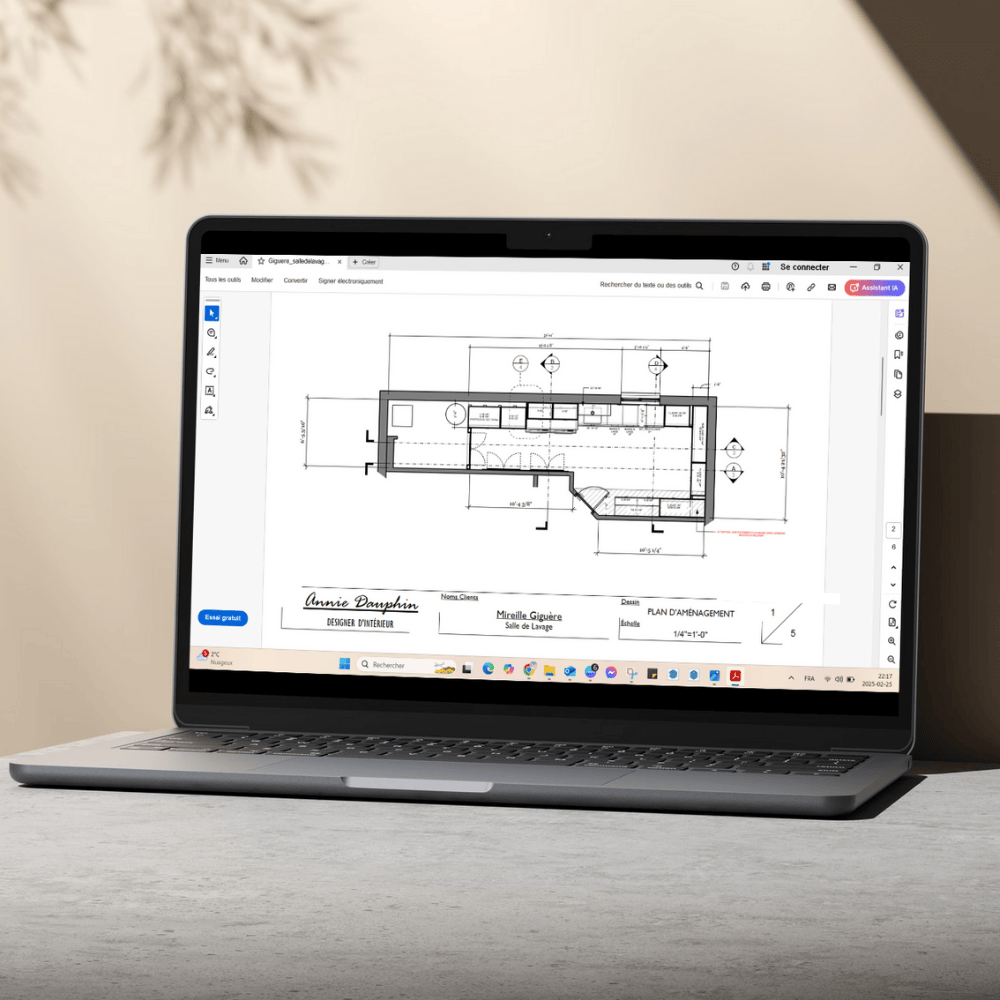 Plan d'aménagement technique d'une salle de lavage.