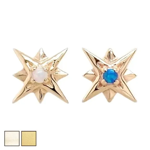 14kt Compass Star w/ Prong Set Opal Top