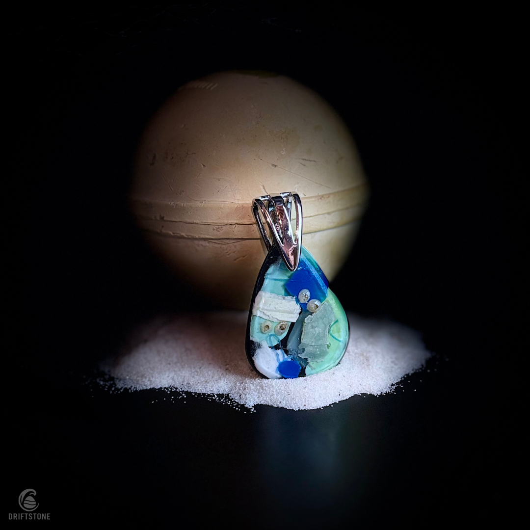Reclaimed Sanibel Beach Plastics Teardrop Pendant