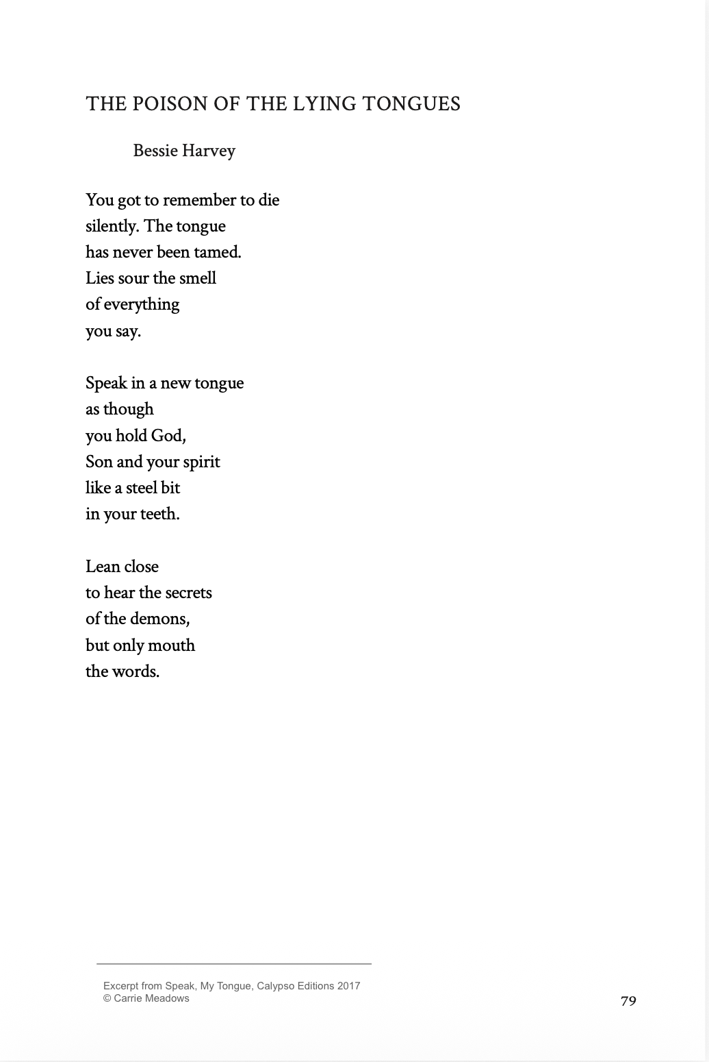 The Poison of the Lying Tongues - Poem by Carrie Meadows