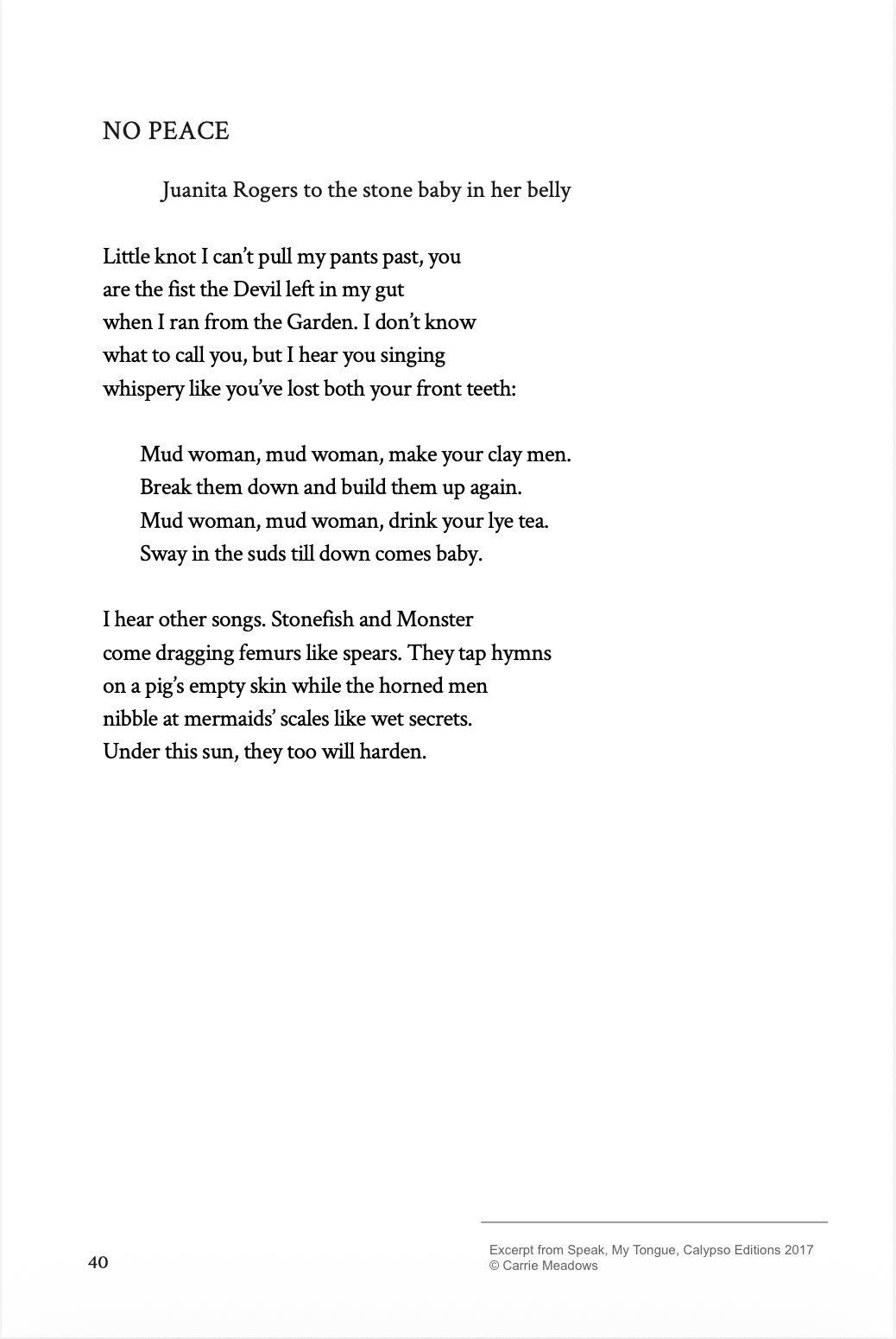 No Peace - Poem by Carrie Meadows