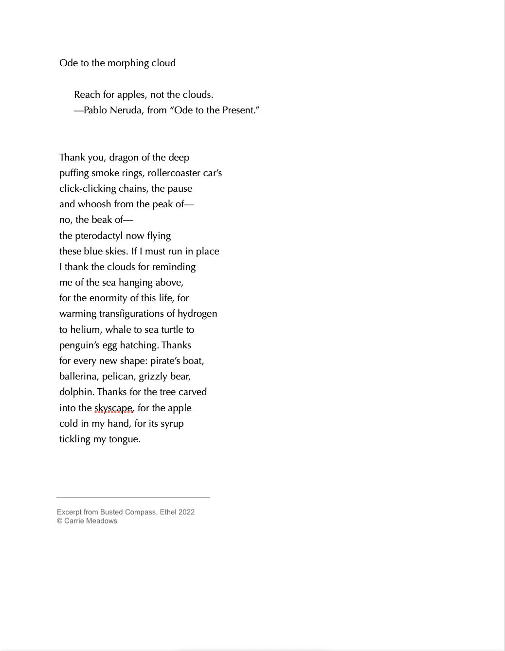 Ode to the morphing cloud_Poem by Carrie Meadows