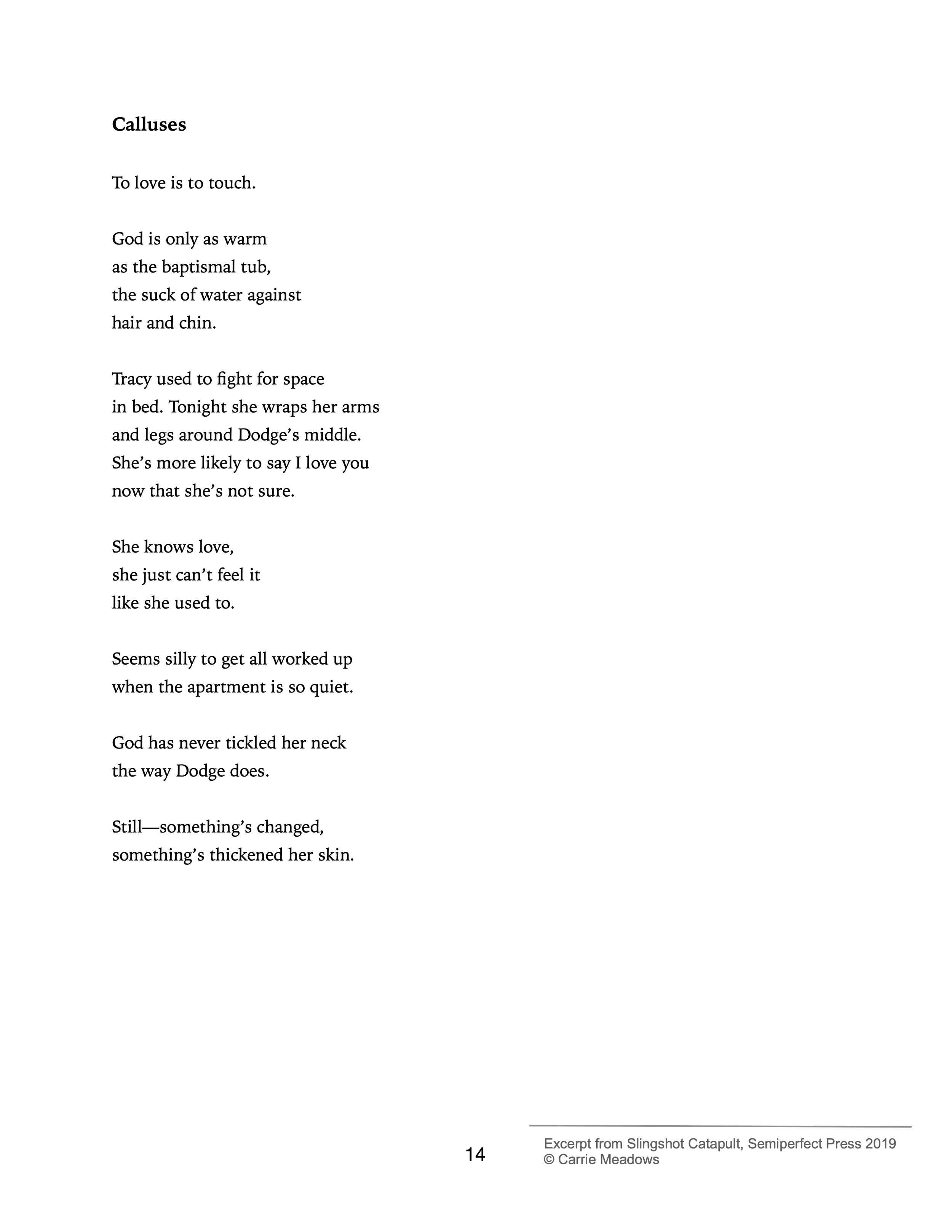 Calluses - Poem by Carrie Meadows