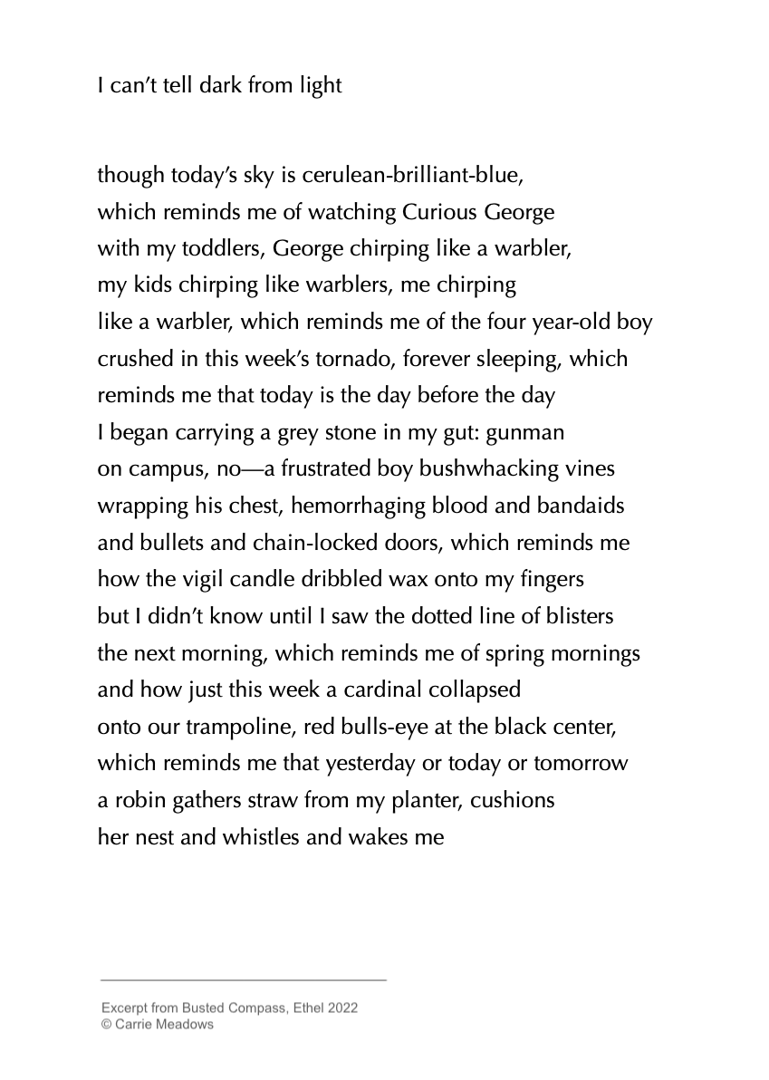 I can't tell dark from light - Poem by Carrie Meadows