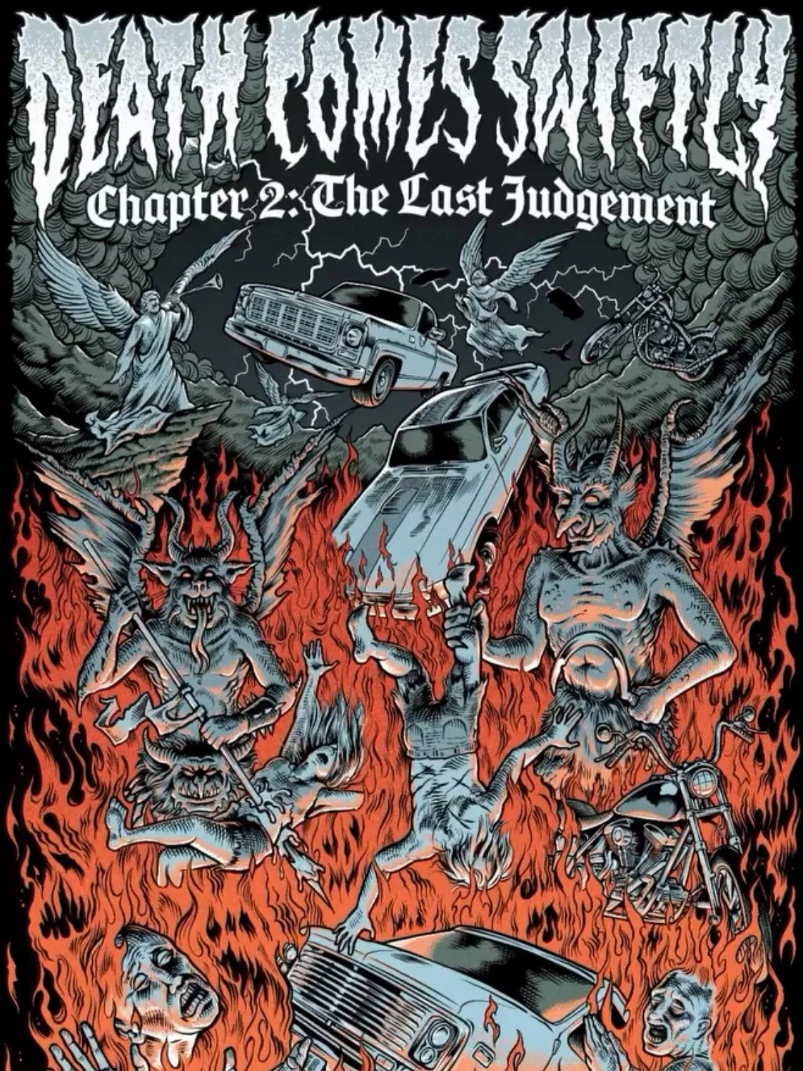 Made this bad boy for the homie @_endlessdescent_ event @_deathcomesswiftly_  on June 28th! Incredible poster art by @bargainbinblasphemy 🔥🔥🔥

This piece took 9 days from start to finish, trying to match the depth, the details and all the devilish