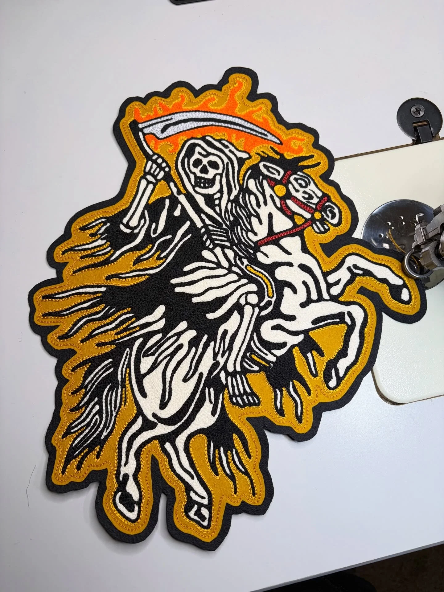 Reaper for the one and only @blklavalamp &hellip;. Inspired by a previous piece I made; with a lil spice and flaming scythe. I really love being given a general idea and the allowance to run with it. It&rsquo;s always super rad to get a request by a 