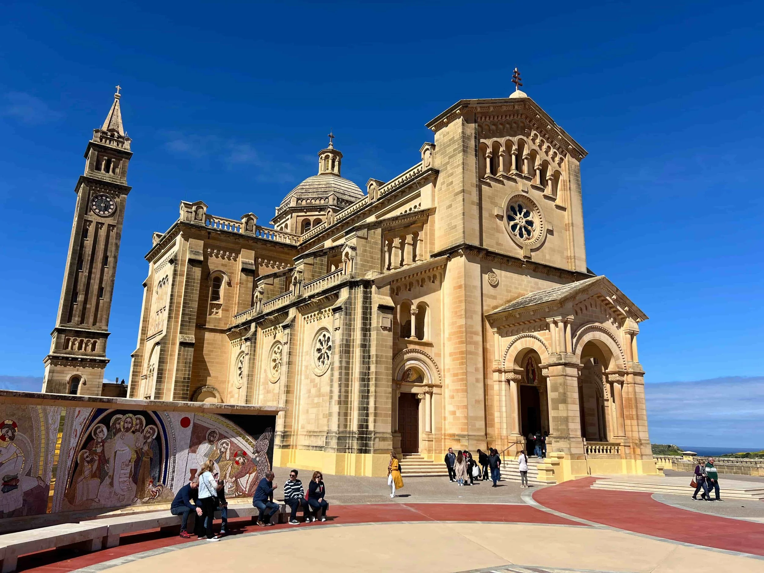 The majestic Ta' Pinu Basilica standing isolated in the open countryside of Gozo.