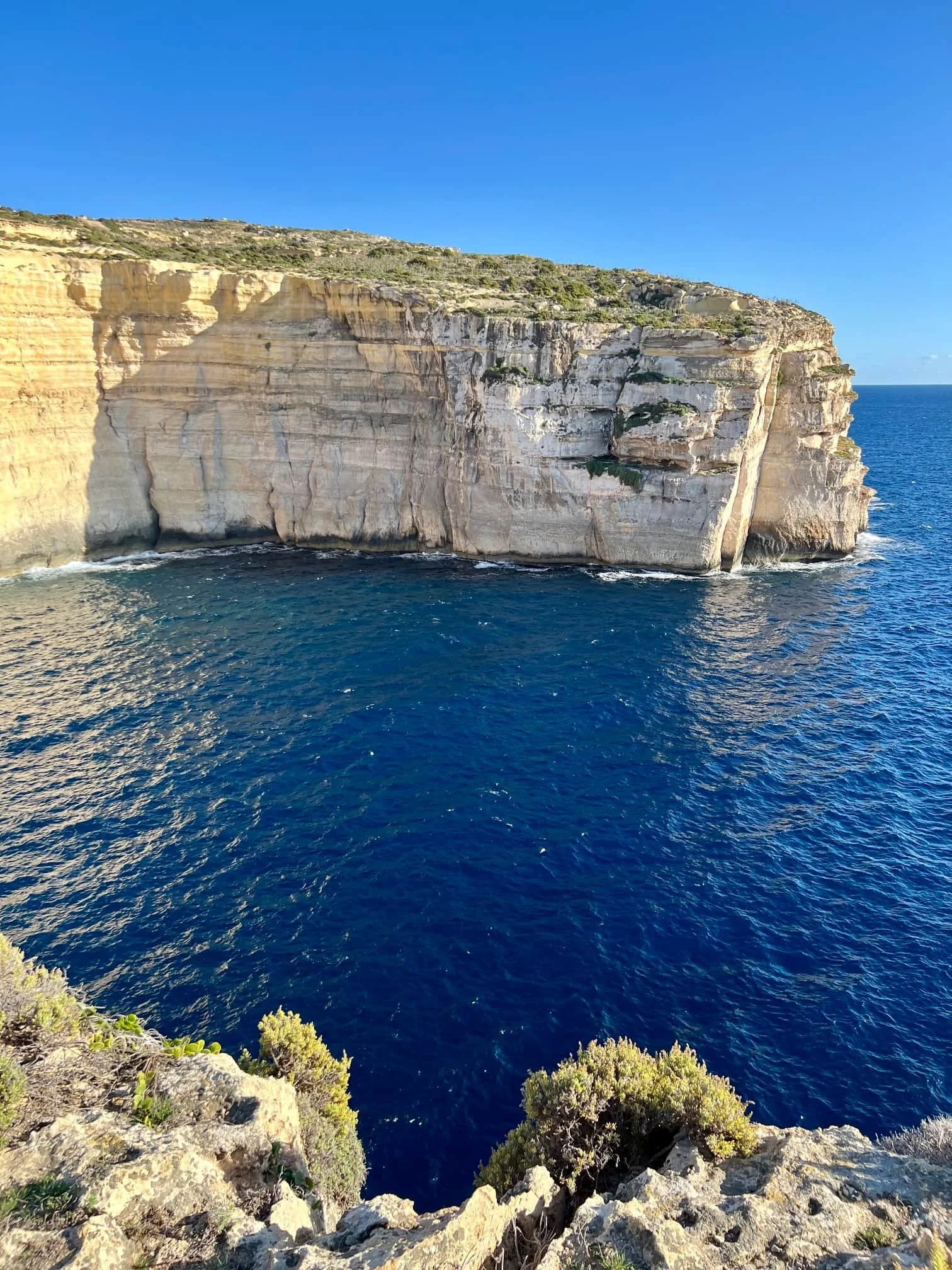 Limestone cliffs of Sanap on a sunny day in January.