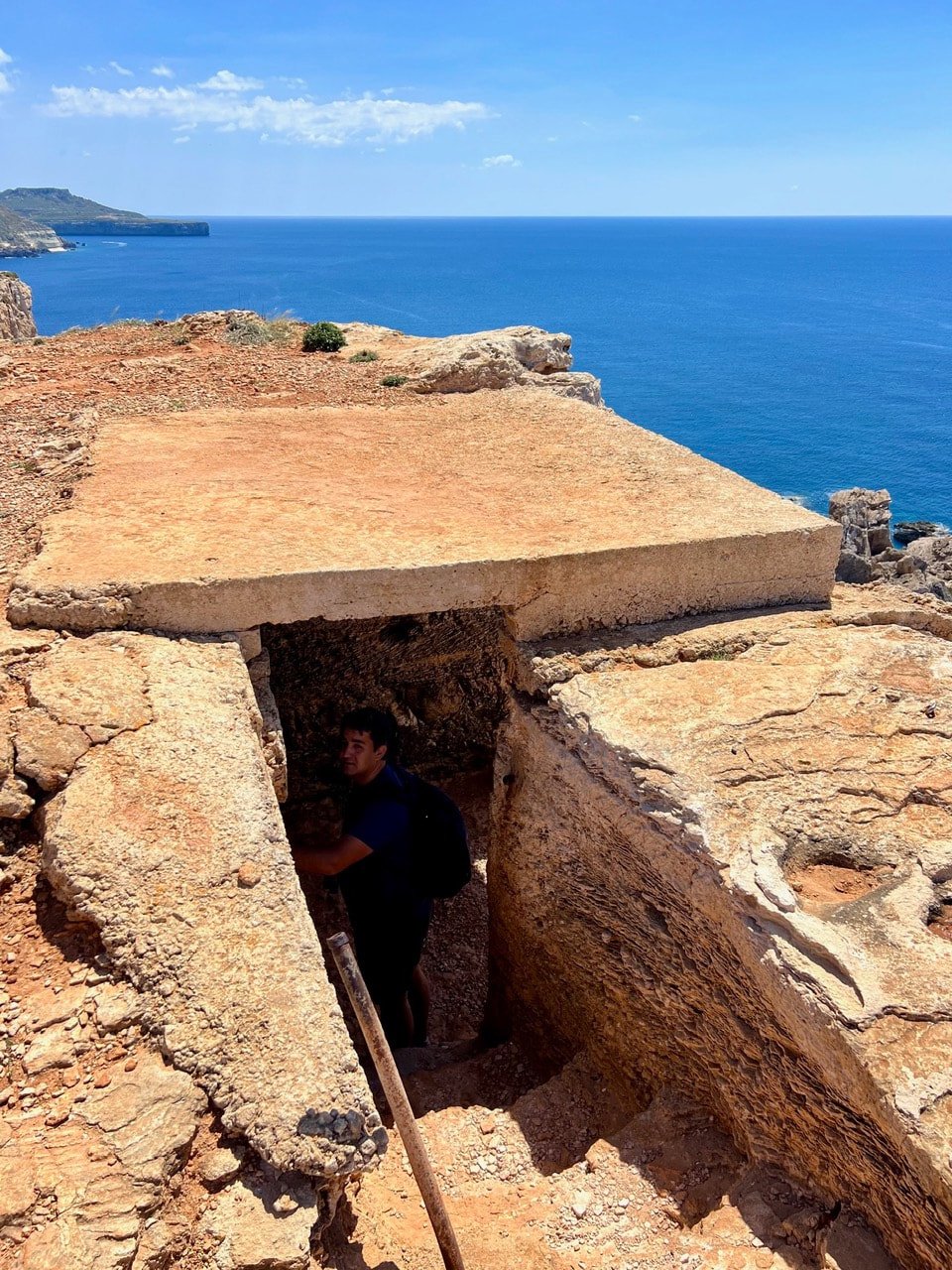 Historic rock-carved military observation post built into the cliffs of Ras il-Wahx.