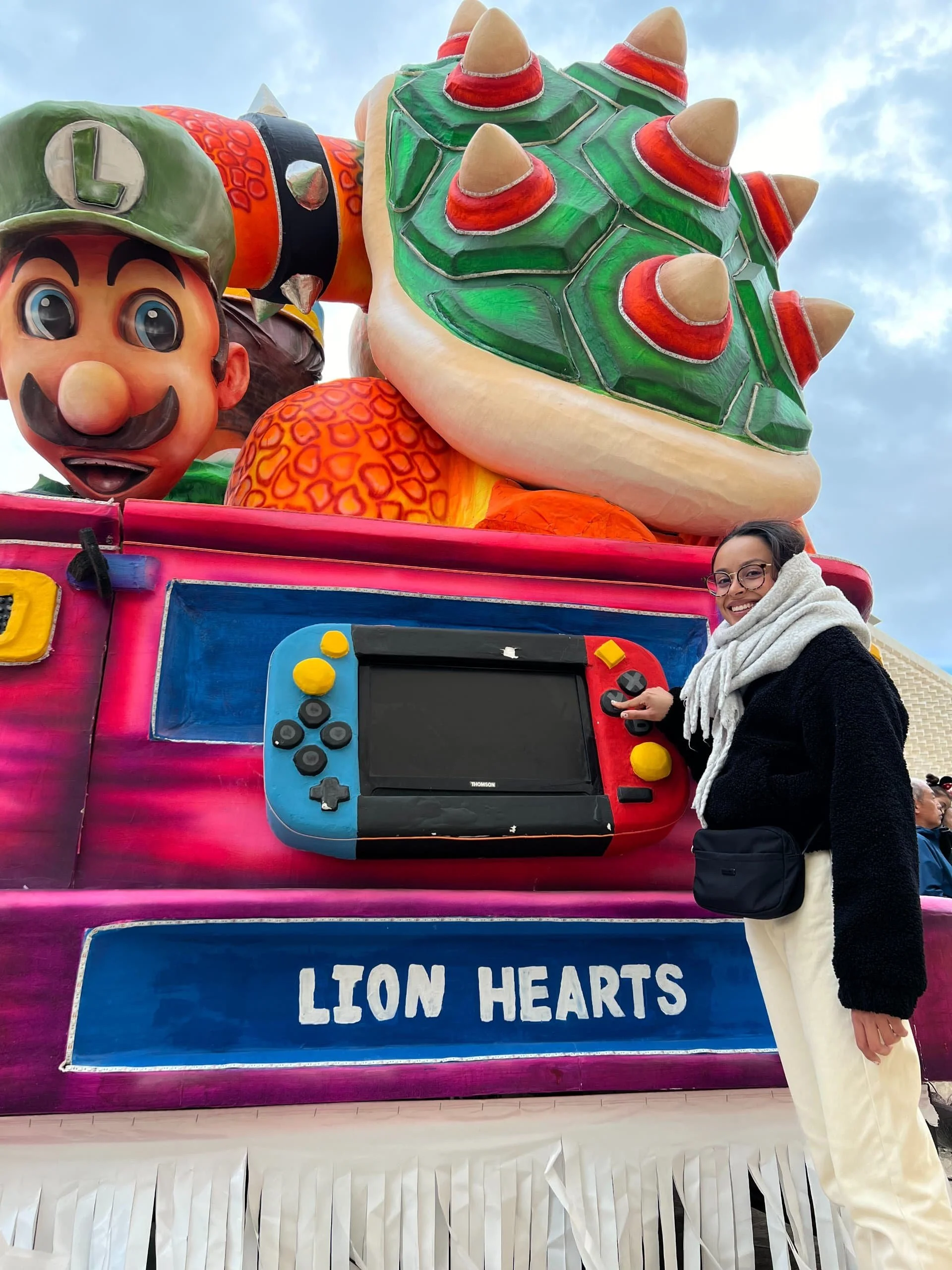 Super Mario and Bowser themed carnival float.