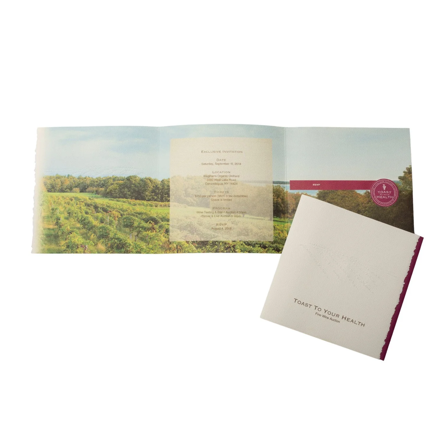 Printed event invitation with photography