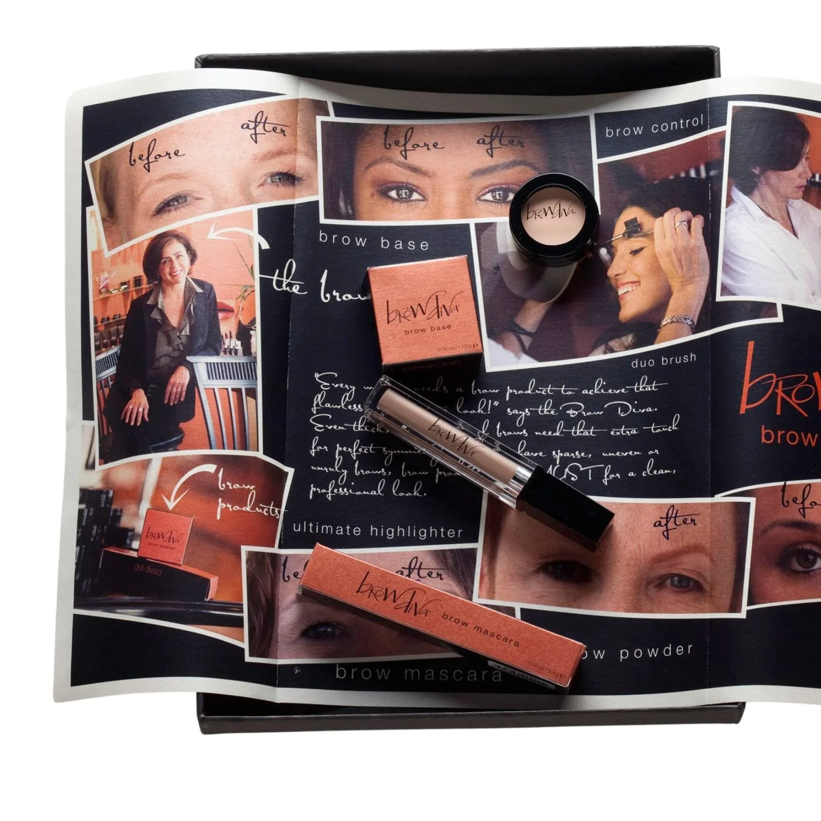 Brow Diva makeup with printed packaging