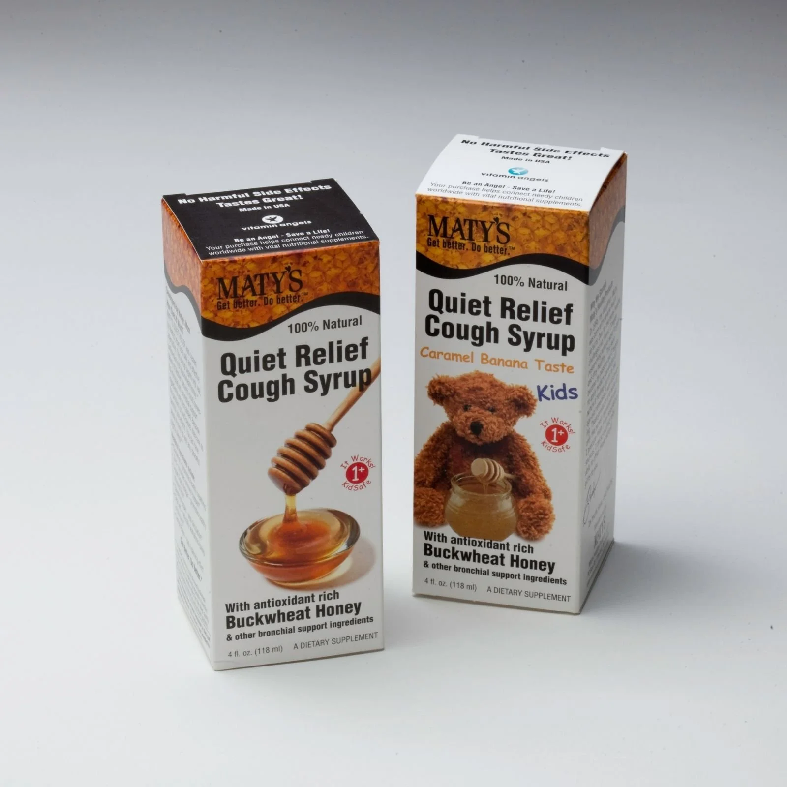 Quiet Relief brand cough syrup printed boxes