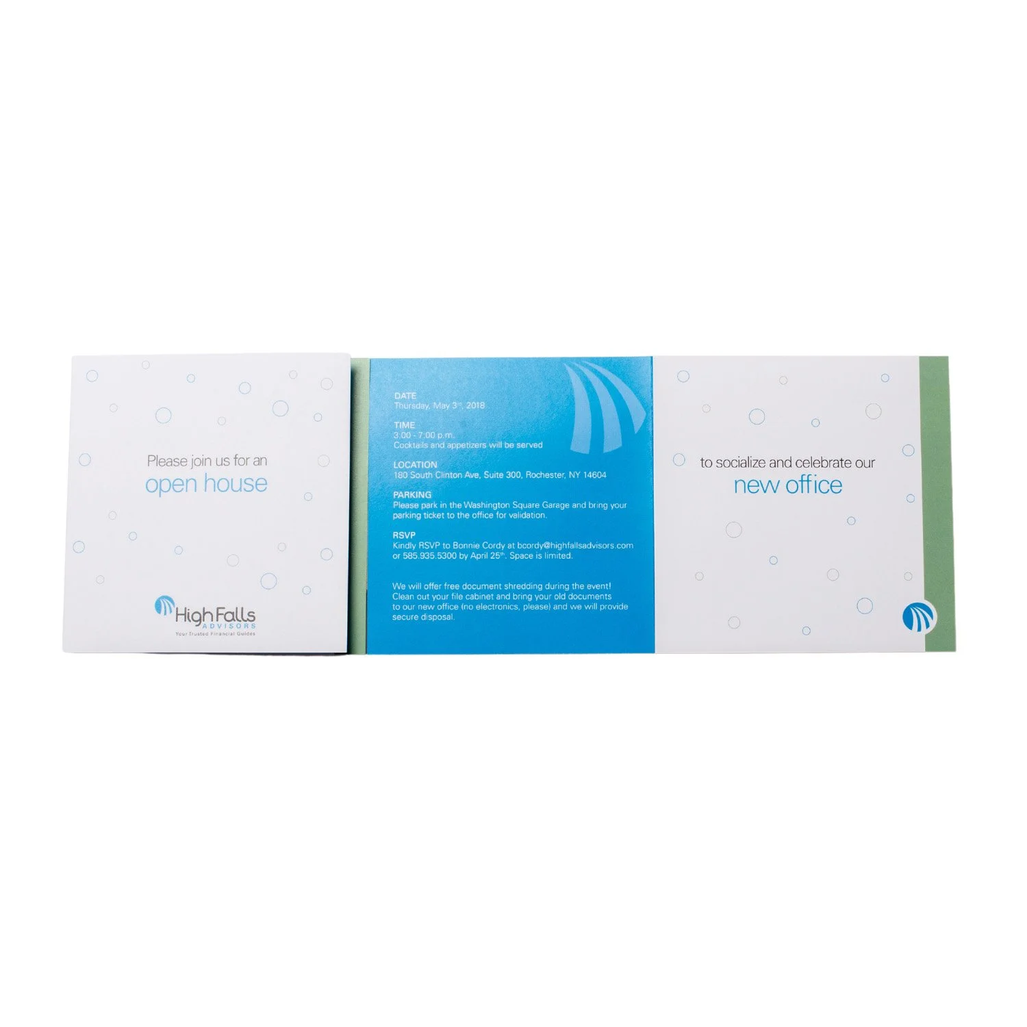 Colorful folding event invitation