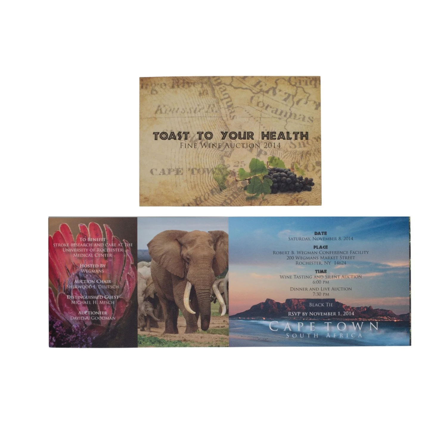 Printed event invitation with photography
